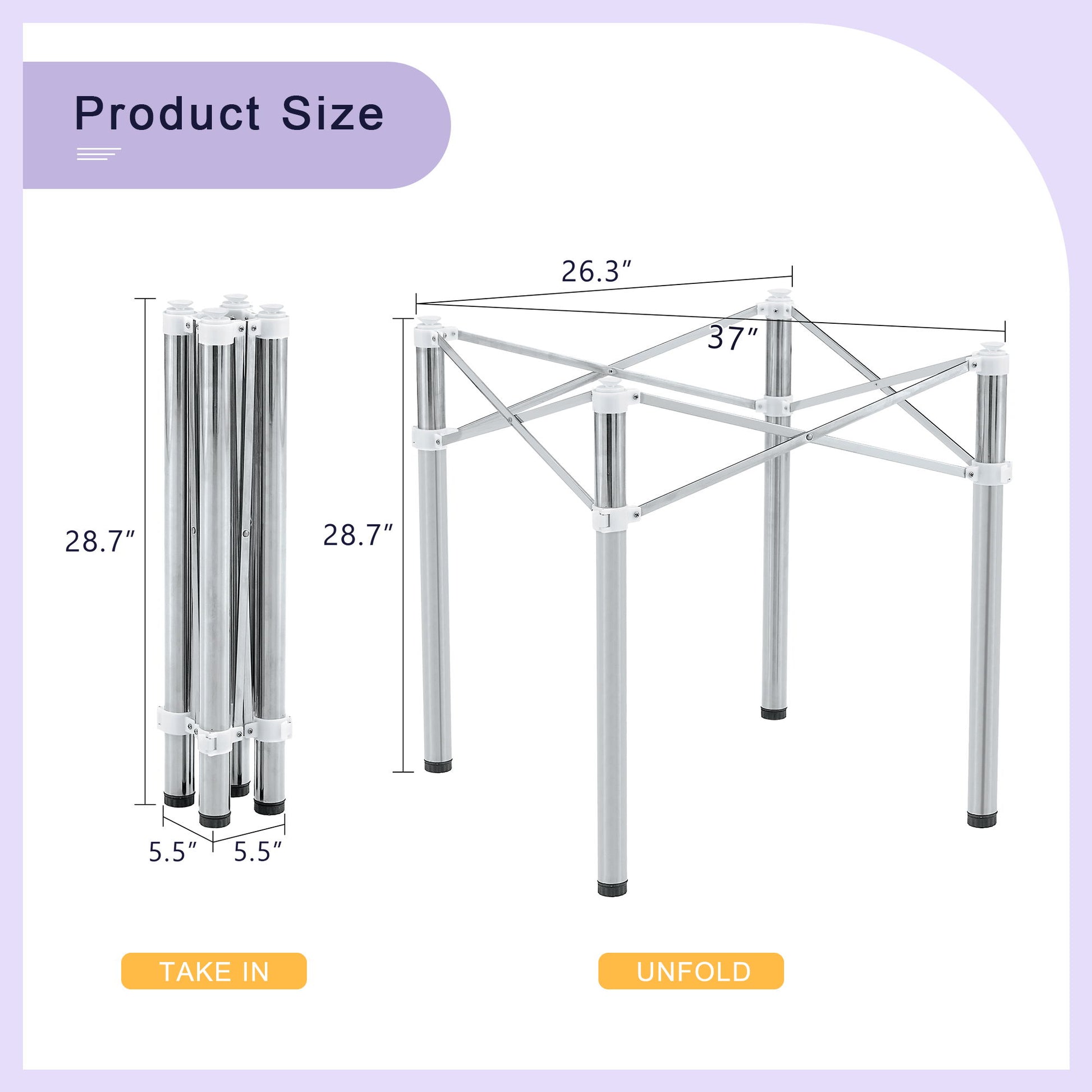 Simple Silver Stainless Steel Folding Table Frame Multifunctional Space Saving Design.Separate Folding Table Legs That Can Be Paired With Various Sizes And Styles Of Tabletops - Silver - Best Buy Furniture