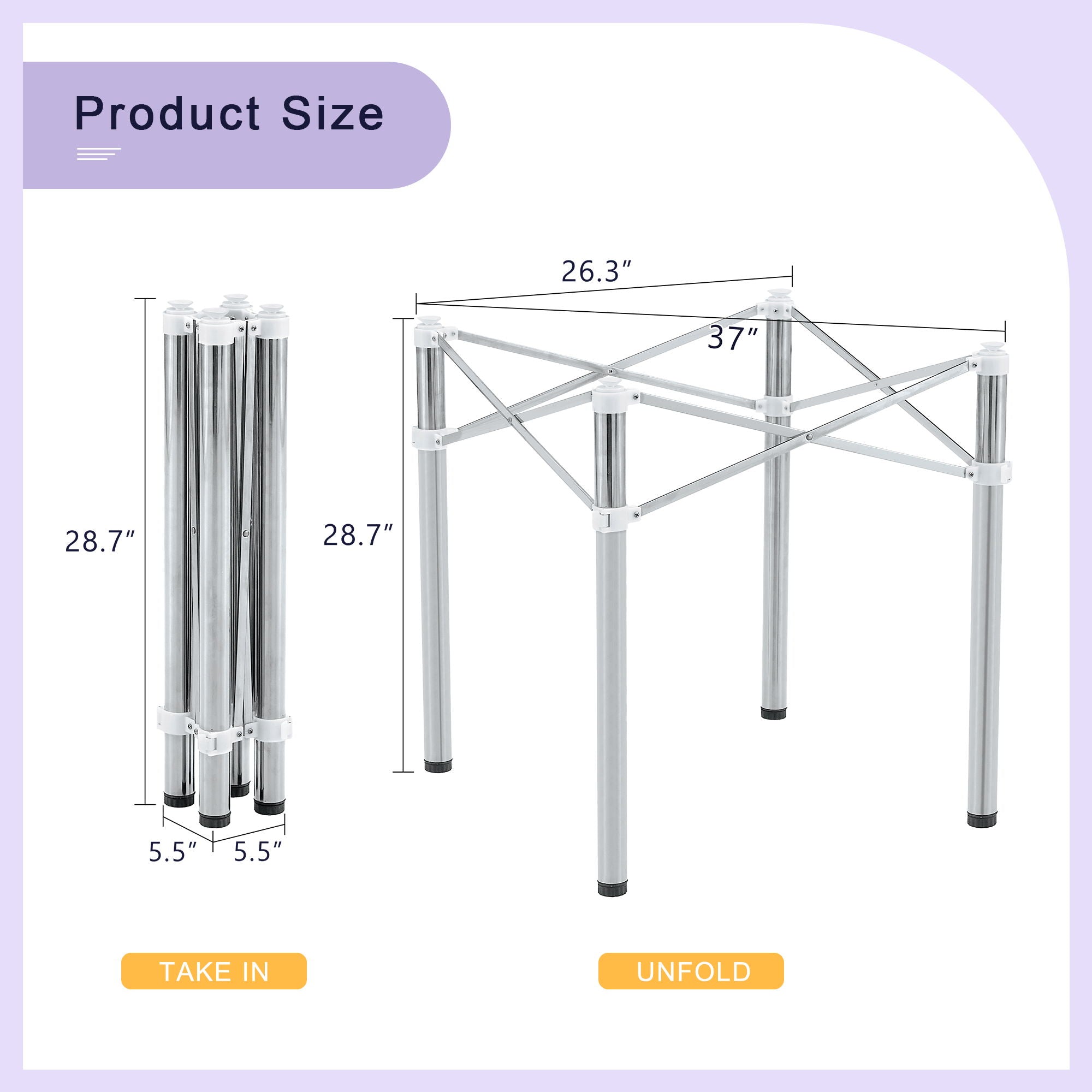 Simple Silver Stainless Steel Folding Table Frame Multifunctional Space Saving Design.Separate Folding Table Legs That Can Be Paired With Various Sizes And Styles Of Tabletops - Silver - Best Buy Furniture