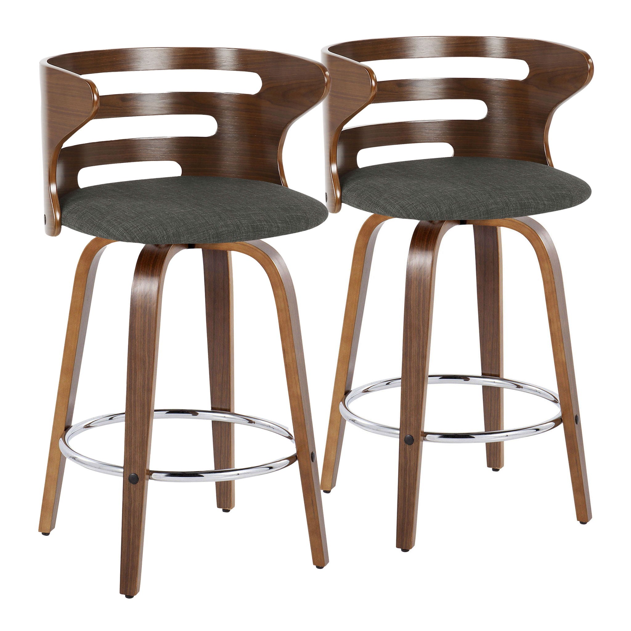Cosini - Mid Century Modern Fixed Height Barstool With Swivel With Round Footrest (Set of 2) - Best Buy Furniture