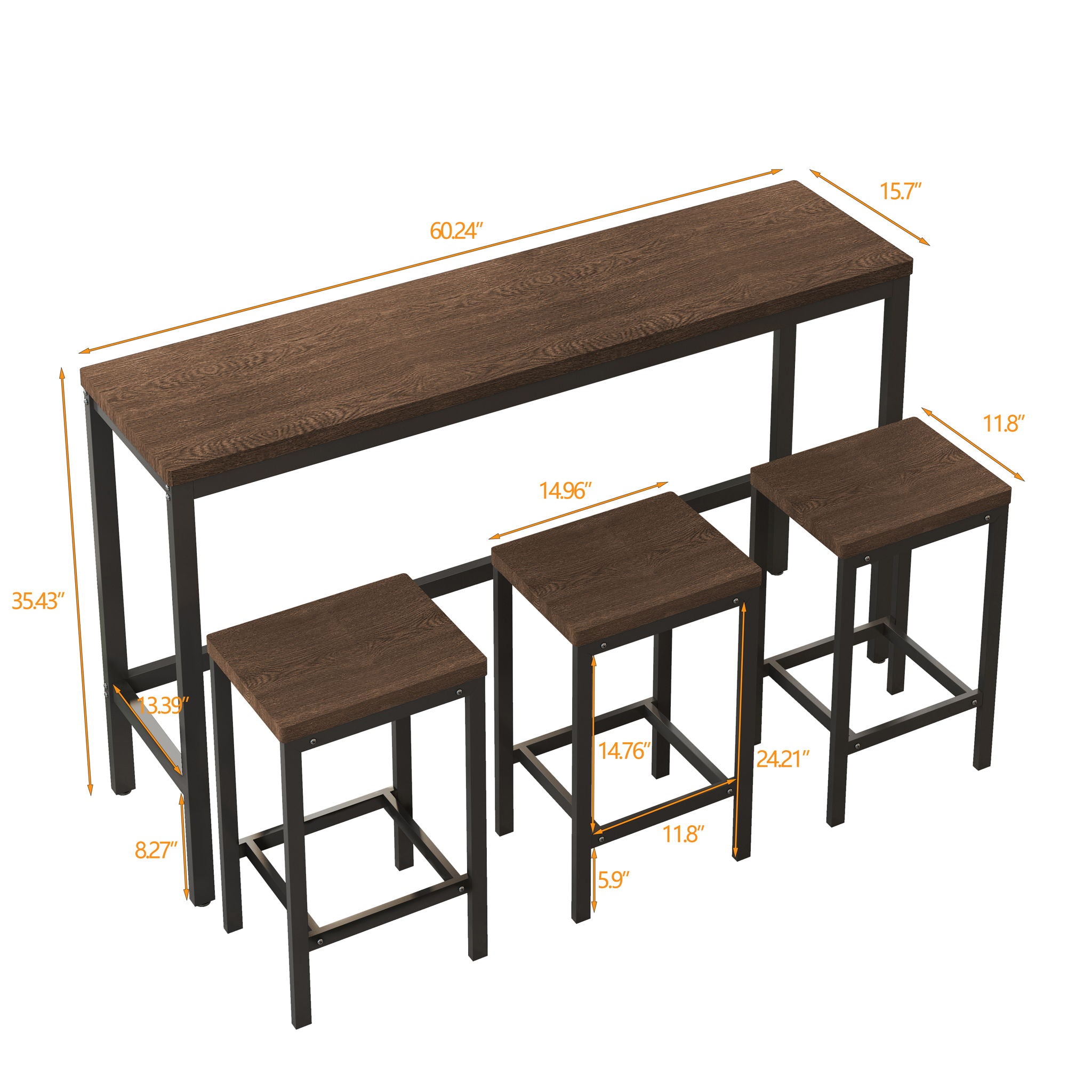 Modern Design Long Dining Table Set With 3 Stools - Best Buy Furniture
