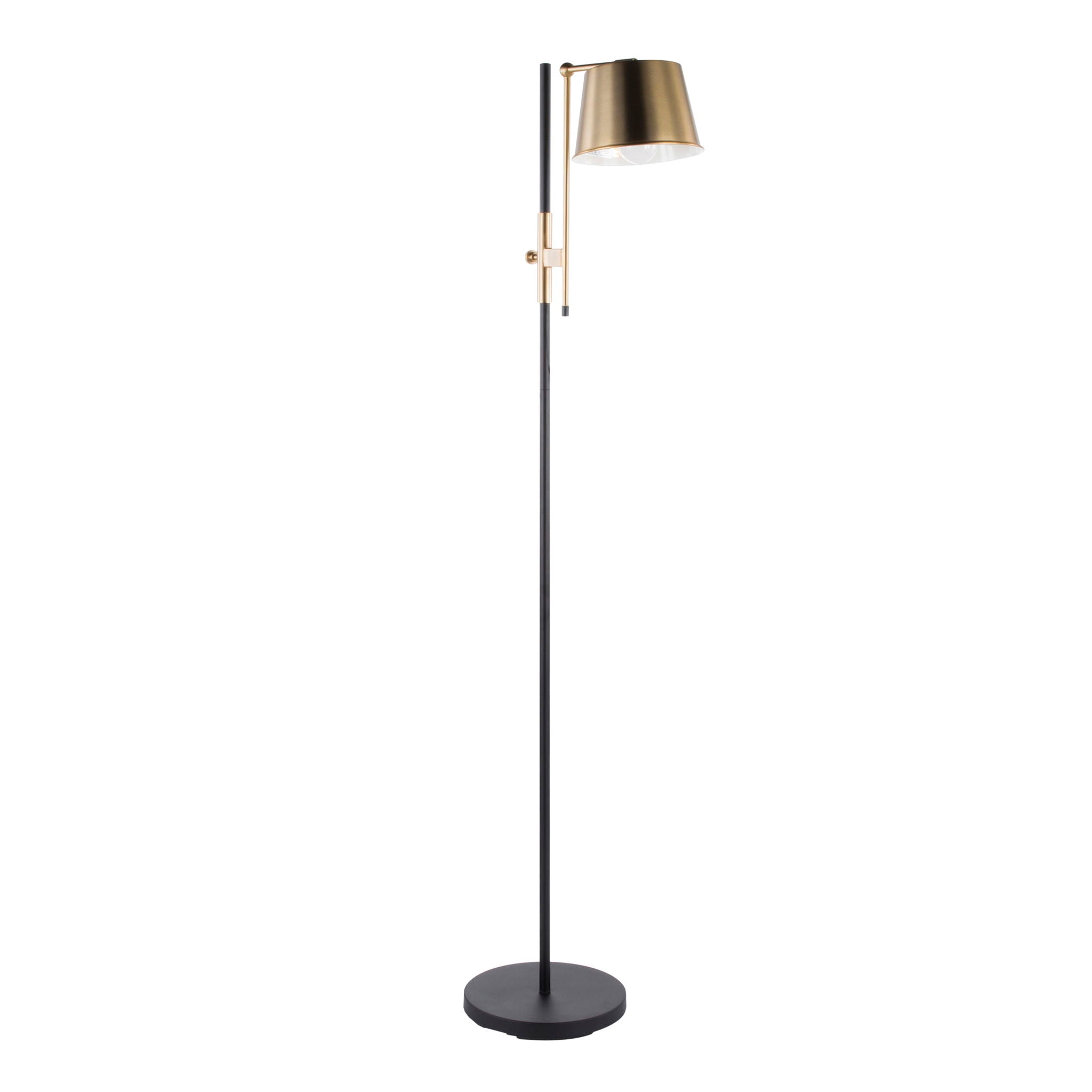 Metric - Industrial Floor Lamp - Black / Antique Brass - Best Buy Furniture