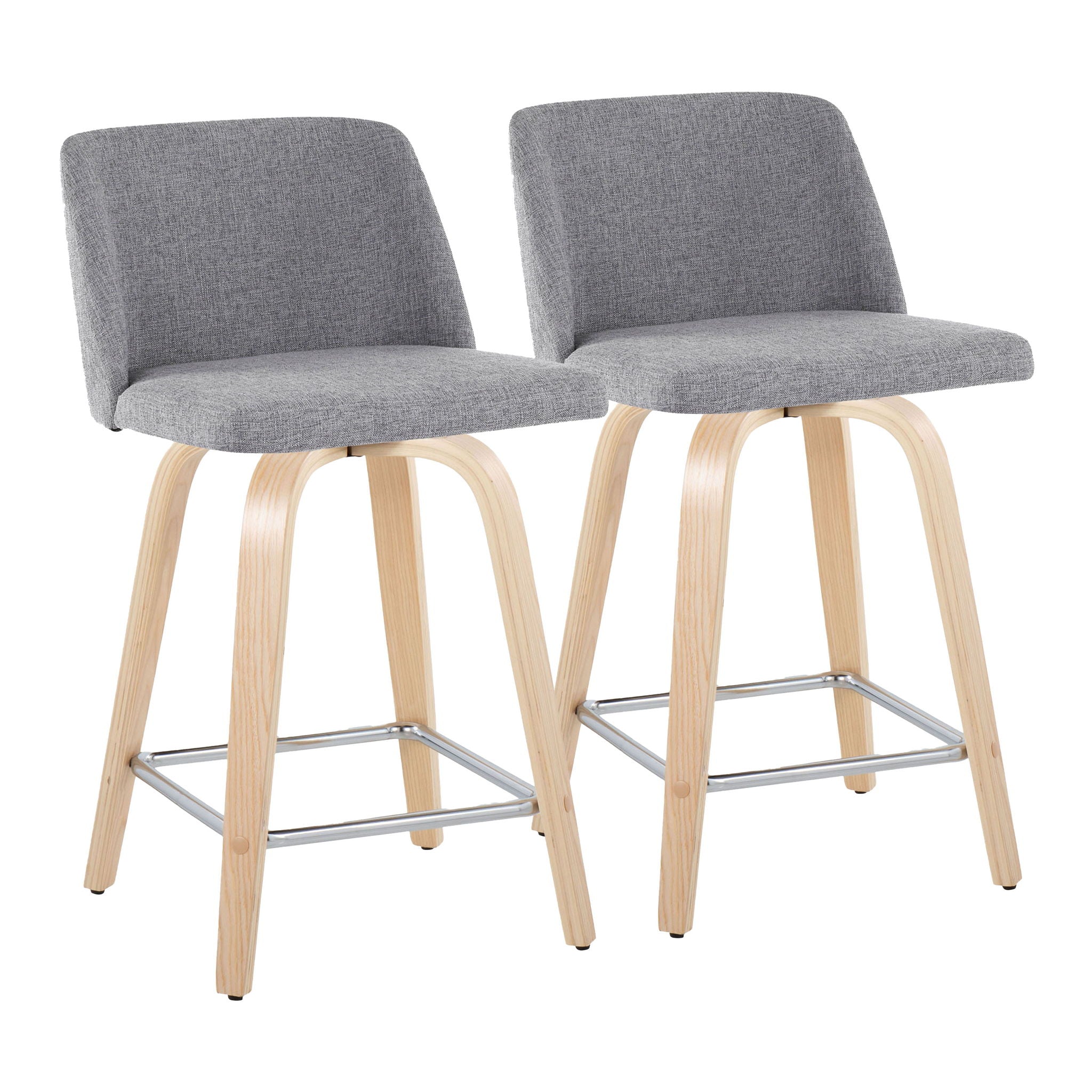 Toriano - Contemporary Fixed Height Counter Stool With Swivel With Square Footrest (Set of 2) - Best Buy Furniture