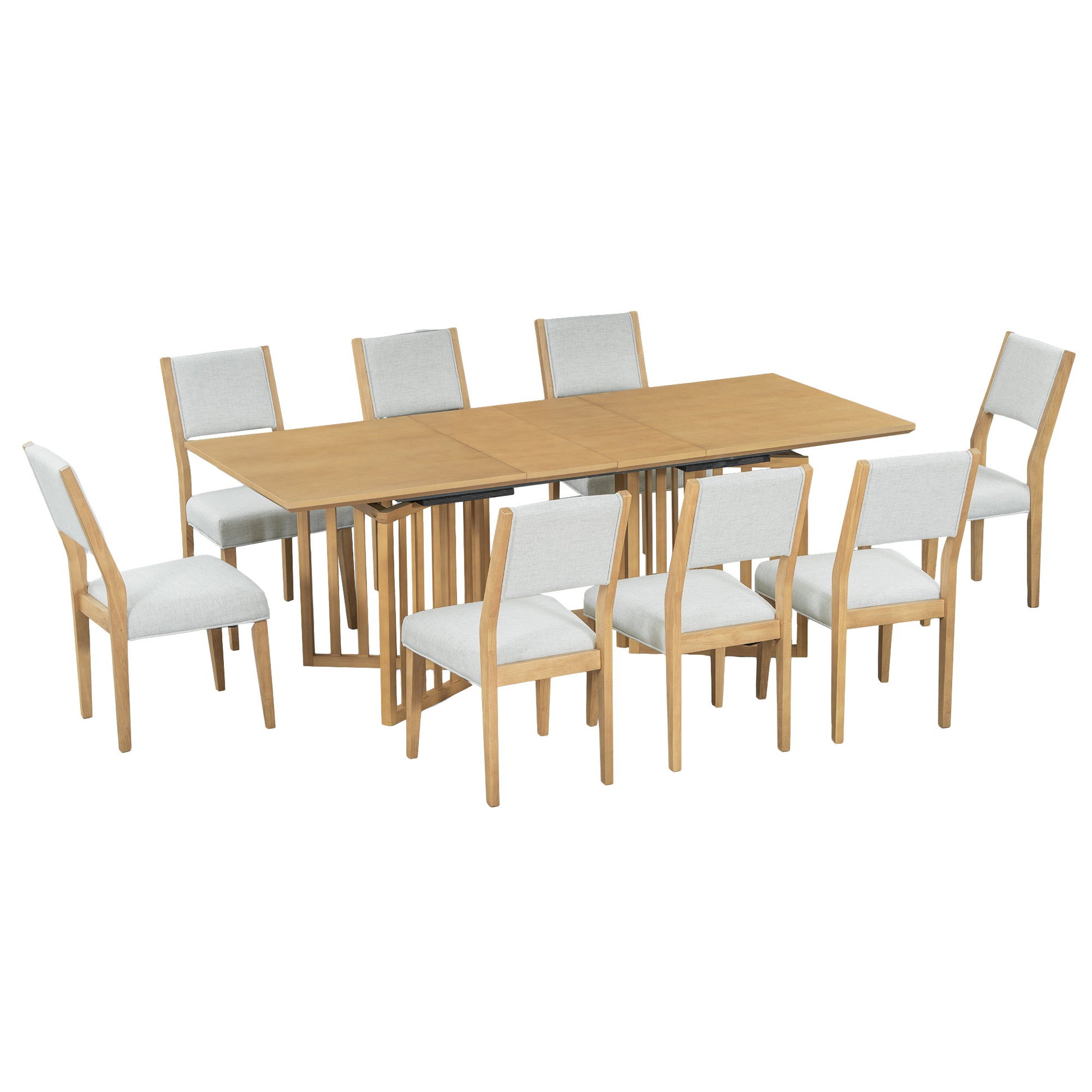 Topmax - 9 Piece Farmhouse Extendable Dining Table Set With 2 Removable Leaves And 8 Upholstered Dining Chairs - Best Buy Furniture