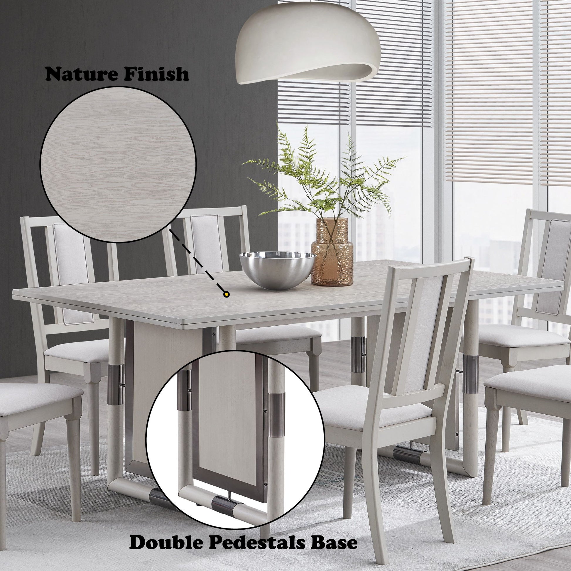 Marta - 7 Pieces Dining Room Set - Natural - Best Buy Furniture
