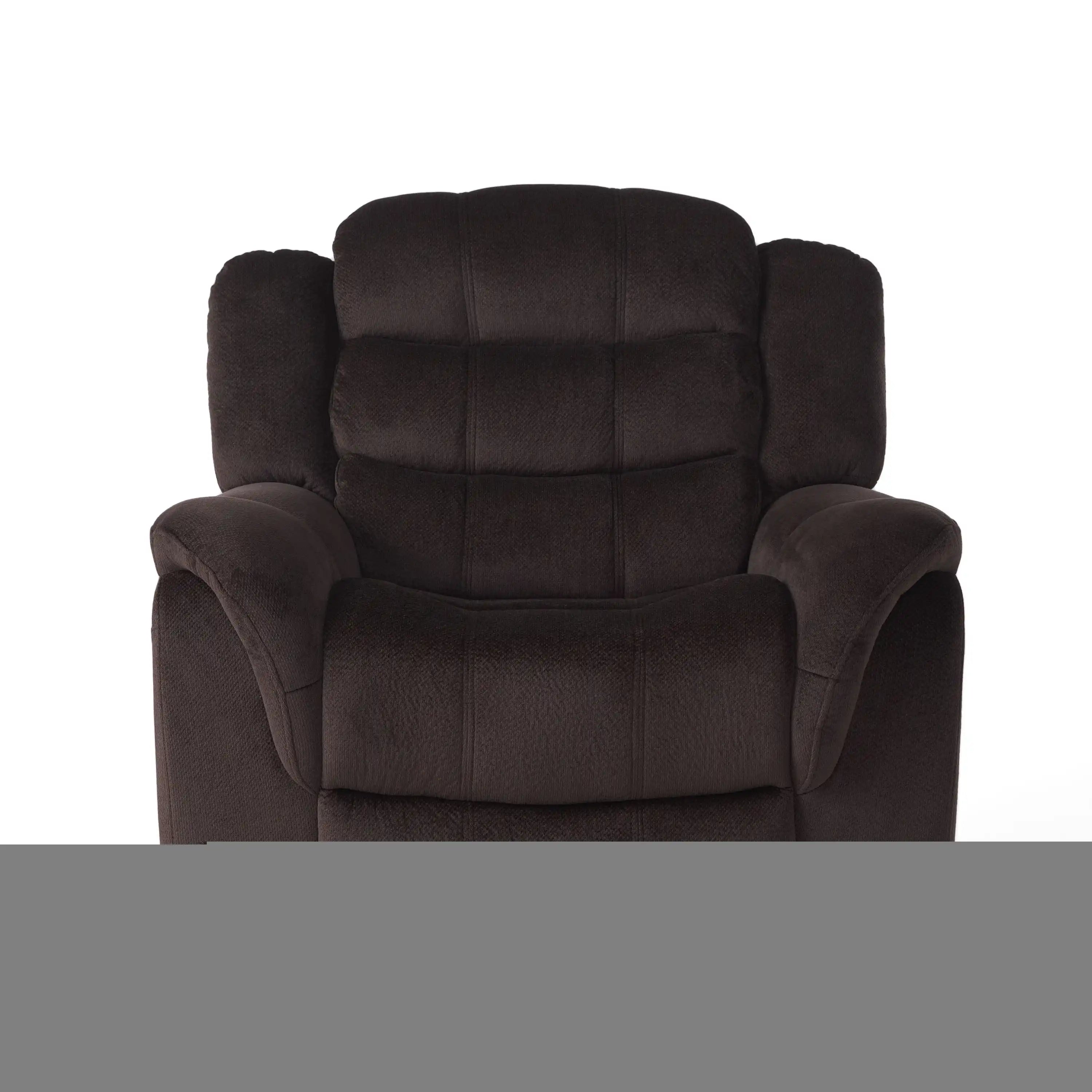 Classic Design, Brown Plush Fabric, Glider Recliner - Best Buy Furniture