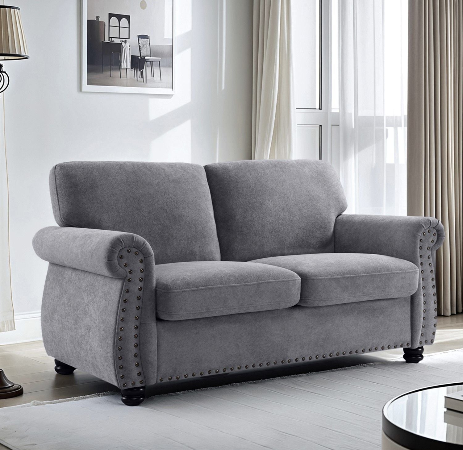 Soft Loveseat, Upholstered 2 Seater Couch, Loose Back Cushions And Turned Legs - Best Buy Furniture