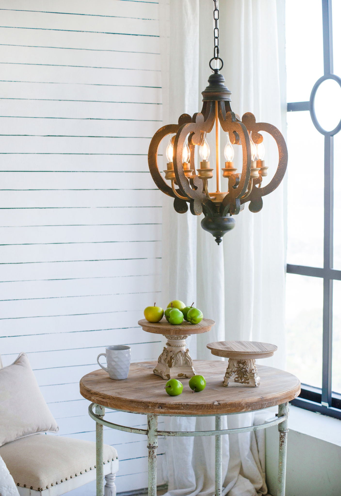 Farmhouse Chandelier, 6 Light Wood Chandelier Pendant Light Fixture With Adjustable Chain For Dining Room Living Room Entryway, Bulb Not Included - Best Buy Furniture