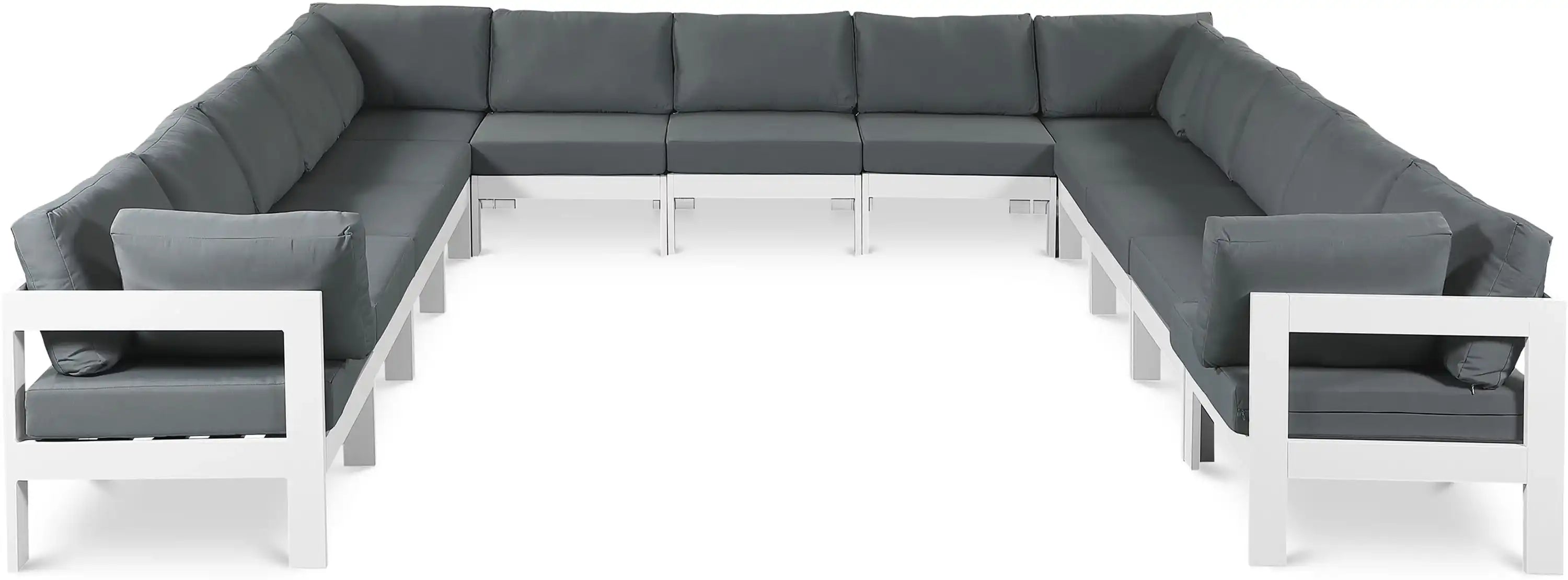 Nizuc - Outdoor Patio 13 Piece Modular Sectional With White Frame - Best Buy Furniture