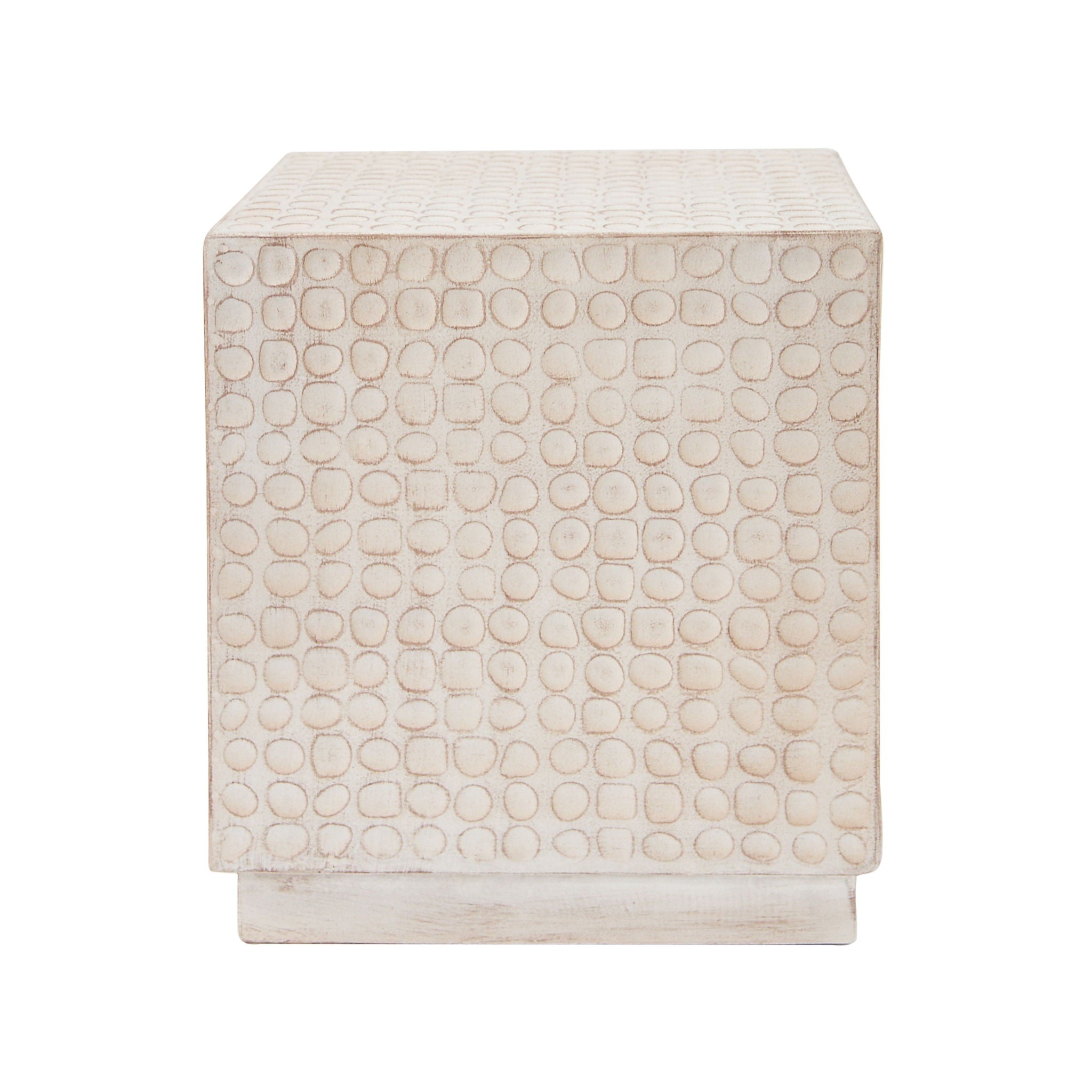 Chic Modern Mgo Cube Side Table With Fluted Design - Antique Brown - Best Buy Furniture