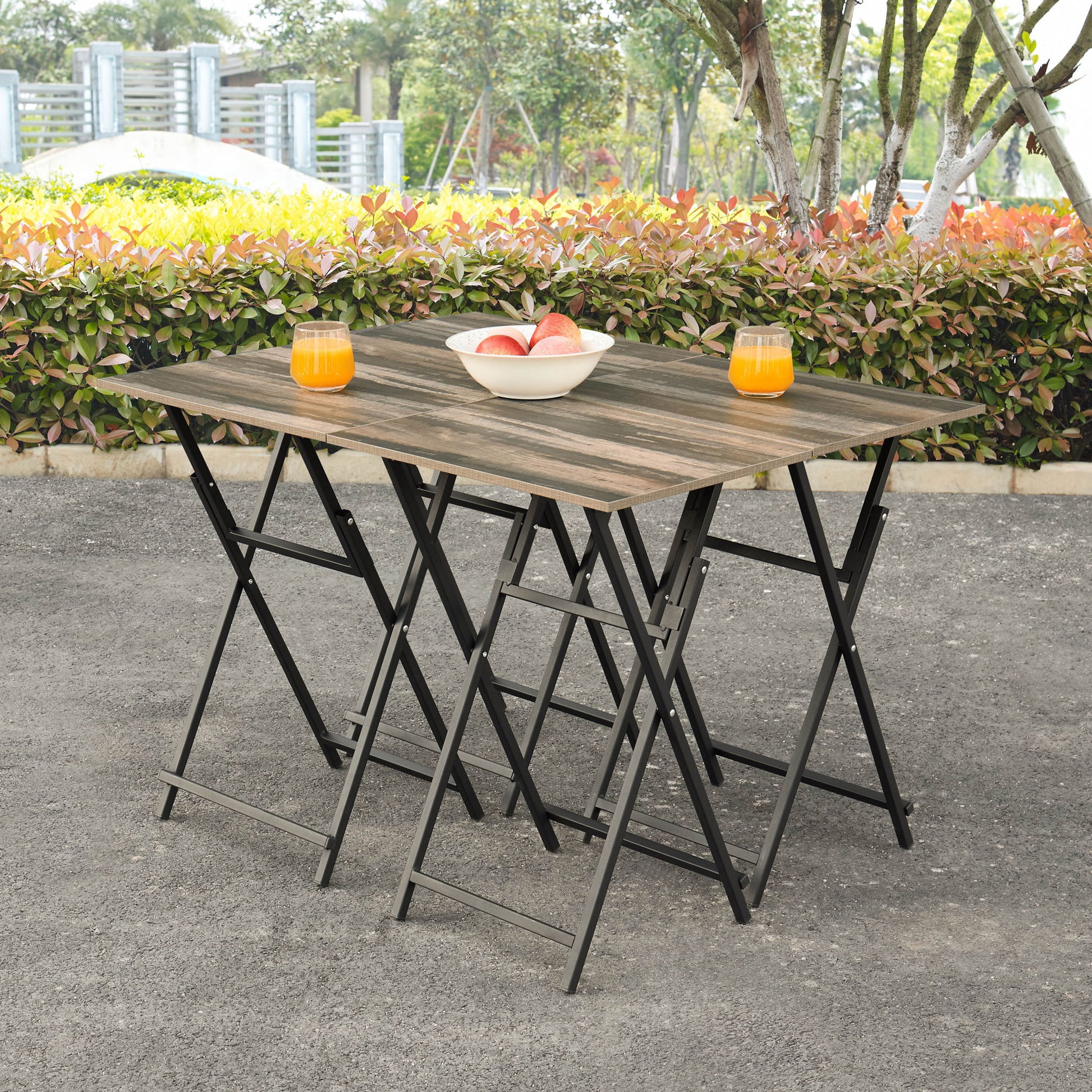 TV Trays For Eating (Set of 4) With Stand, Folding Snack Tray Table Set, Folding TV Dining Tables For Small Space - Rustic Brown - Best Buy Furniture