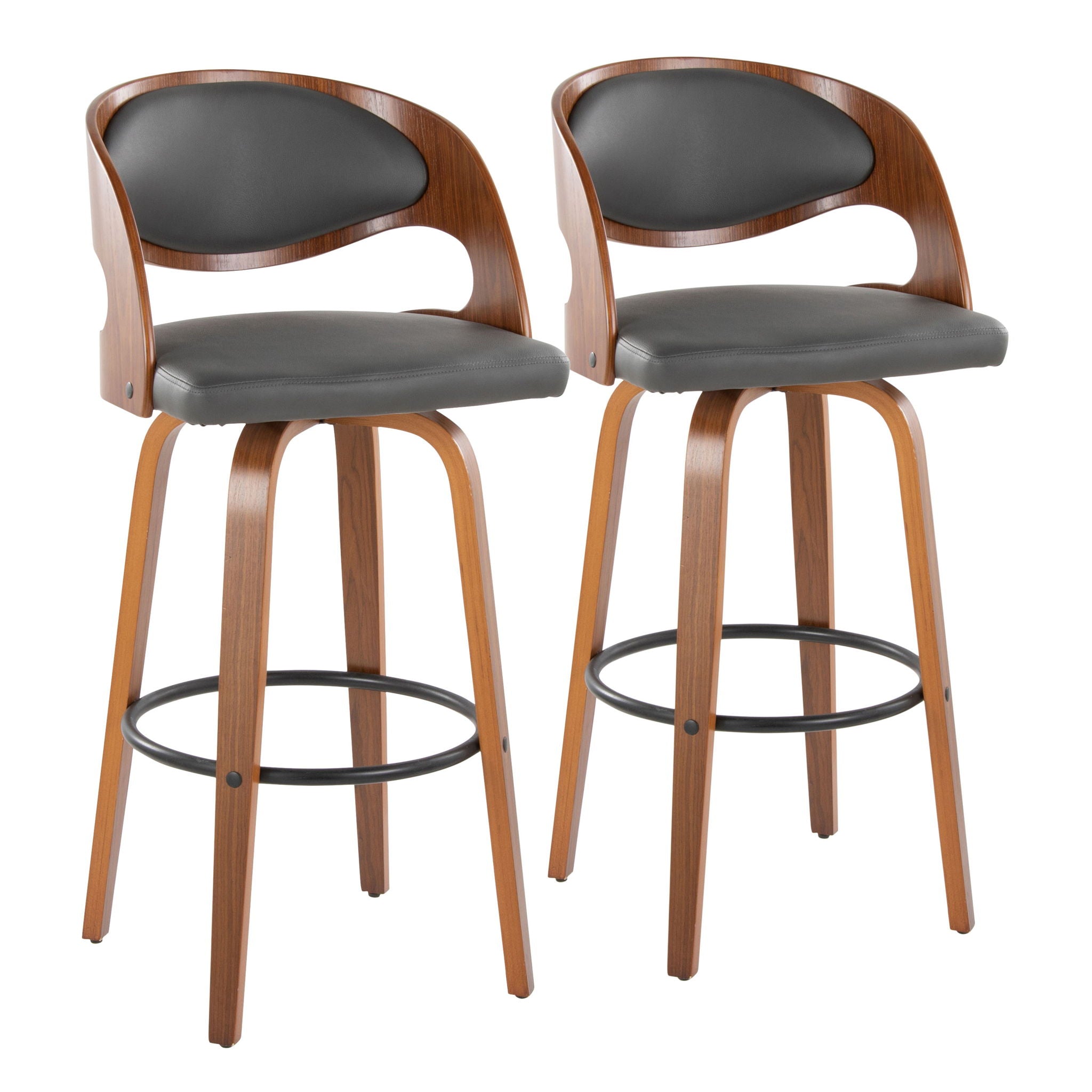 Pino - Mid Century Modern Fixed Height Barstool With Swivel & Round Footrest (Set of 2) - Best Buy Furniture