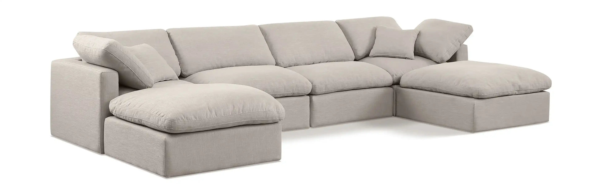 Indulge - Linen 6 Piece Modular Double Chaise Sectional - Best Buy Furniture