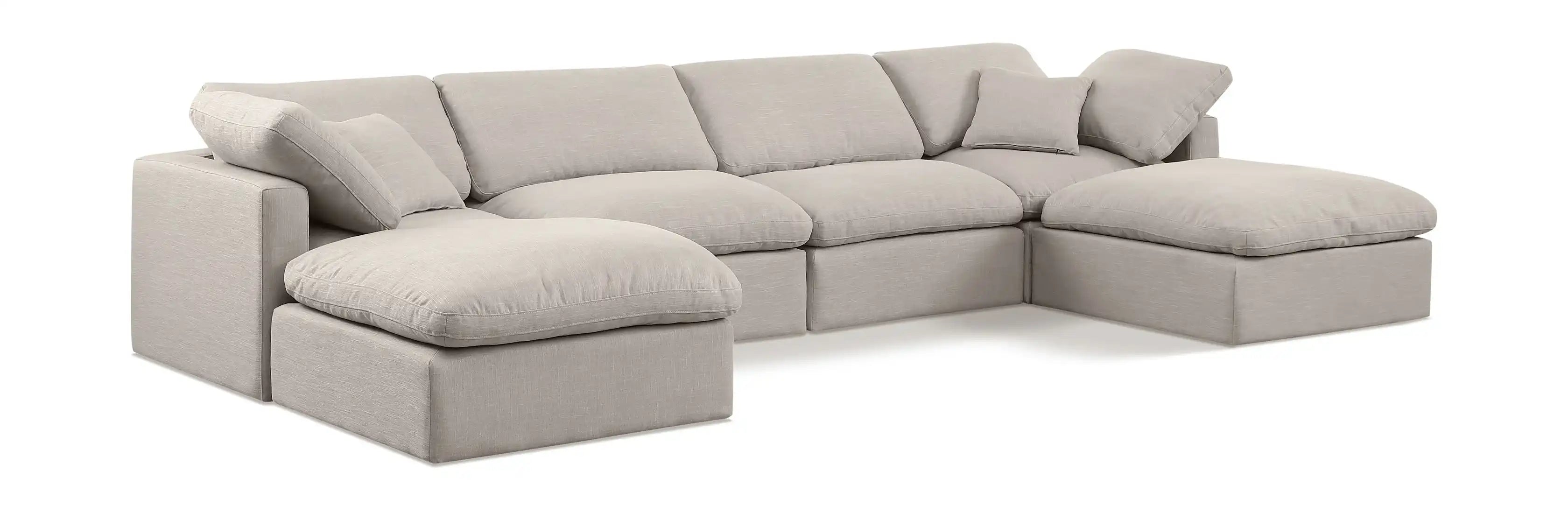 Indulge - Linen 6 Piece Modular Double Chaise Sectional - Best Buy Furniture