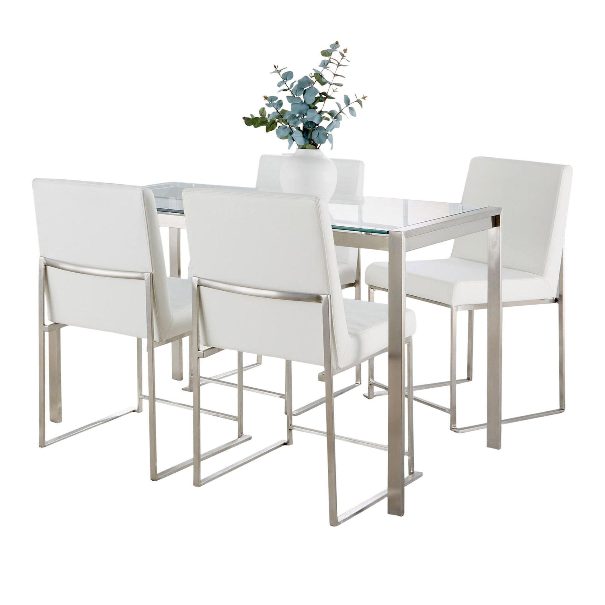Fuji - High Back Contemporary Dining Set, Glass 5 Piece - Best Buy Furniture