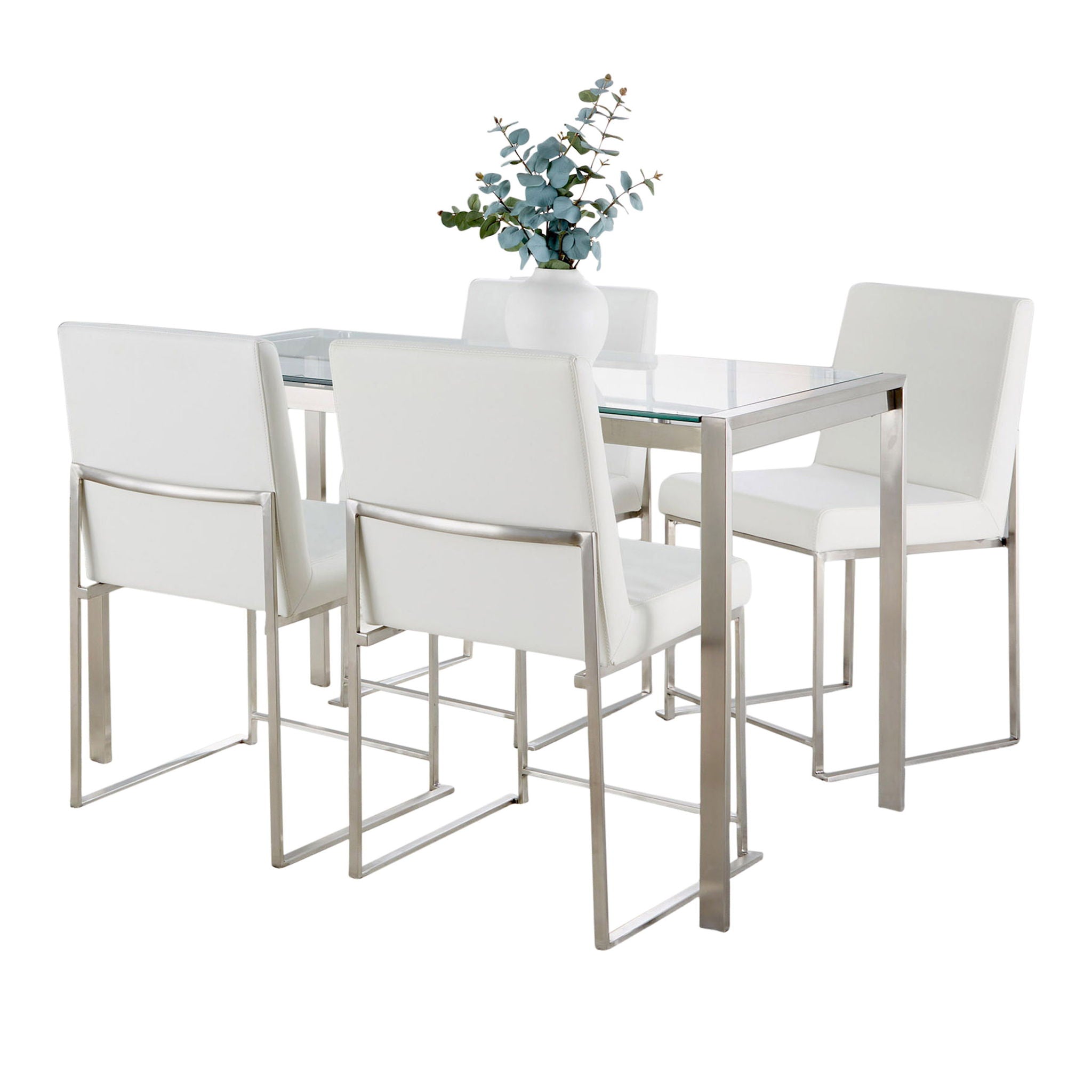 Fuji - High Back Contemporary Dining Set, Glass 5 Piece - Best Buy Furniture