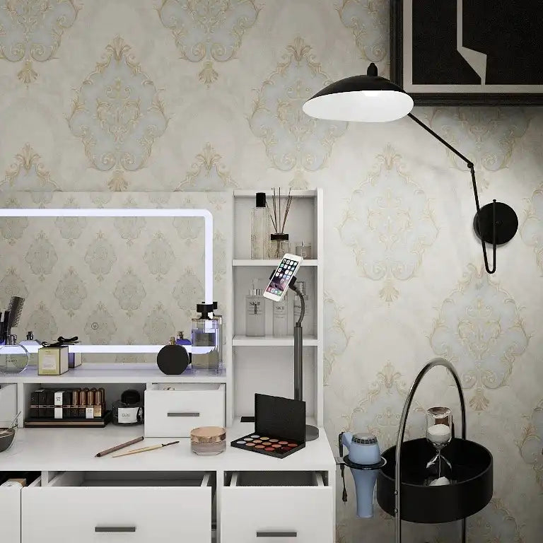 Xenon White Modern Makeup Vanity With Stool - Best Buy Furniture