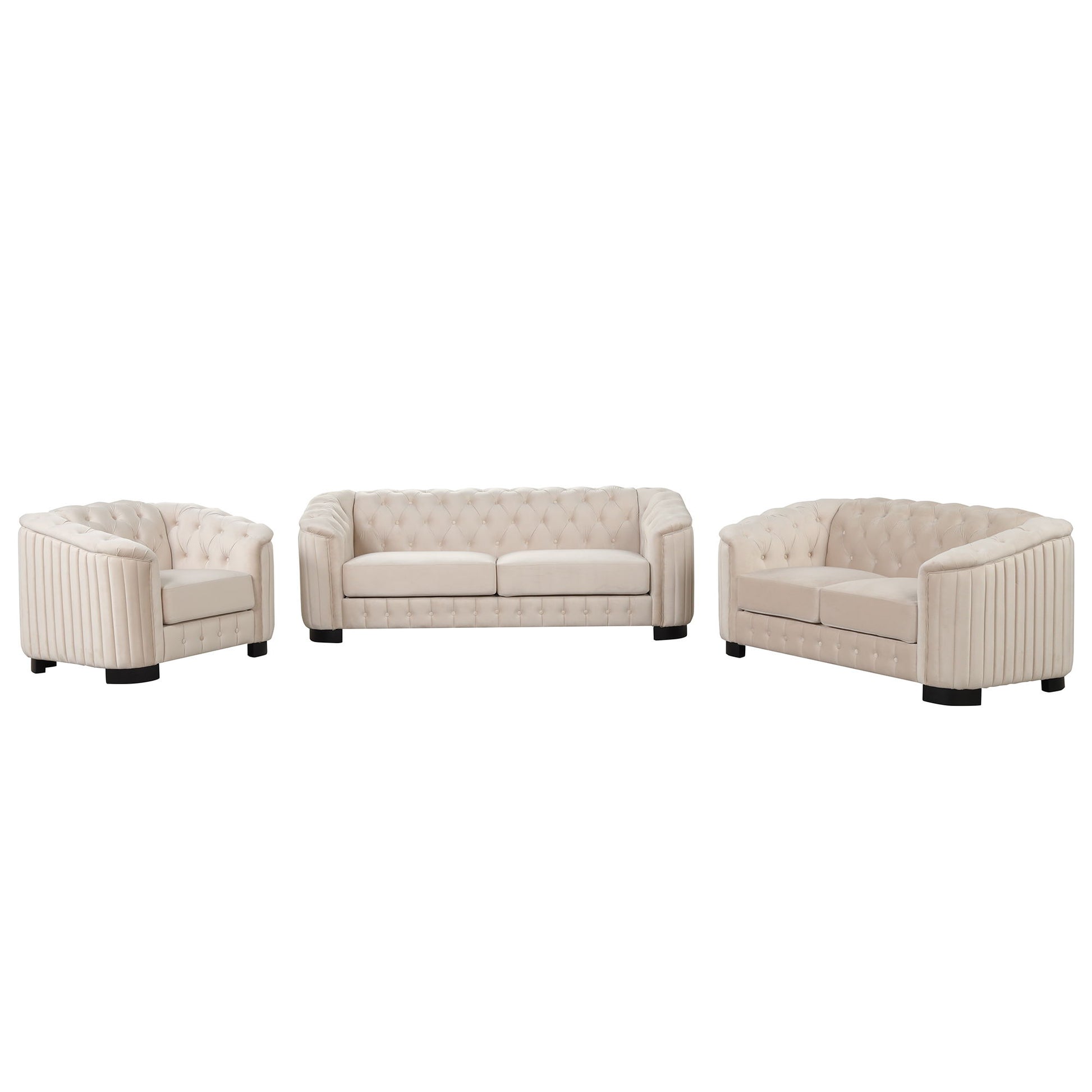 Upholstered 3 Piece Sofa Set With Legs - Best Buy Furniture