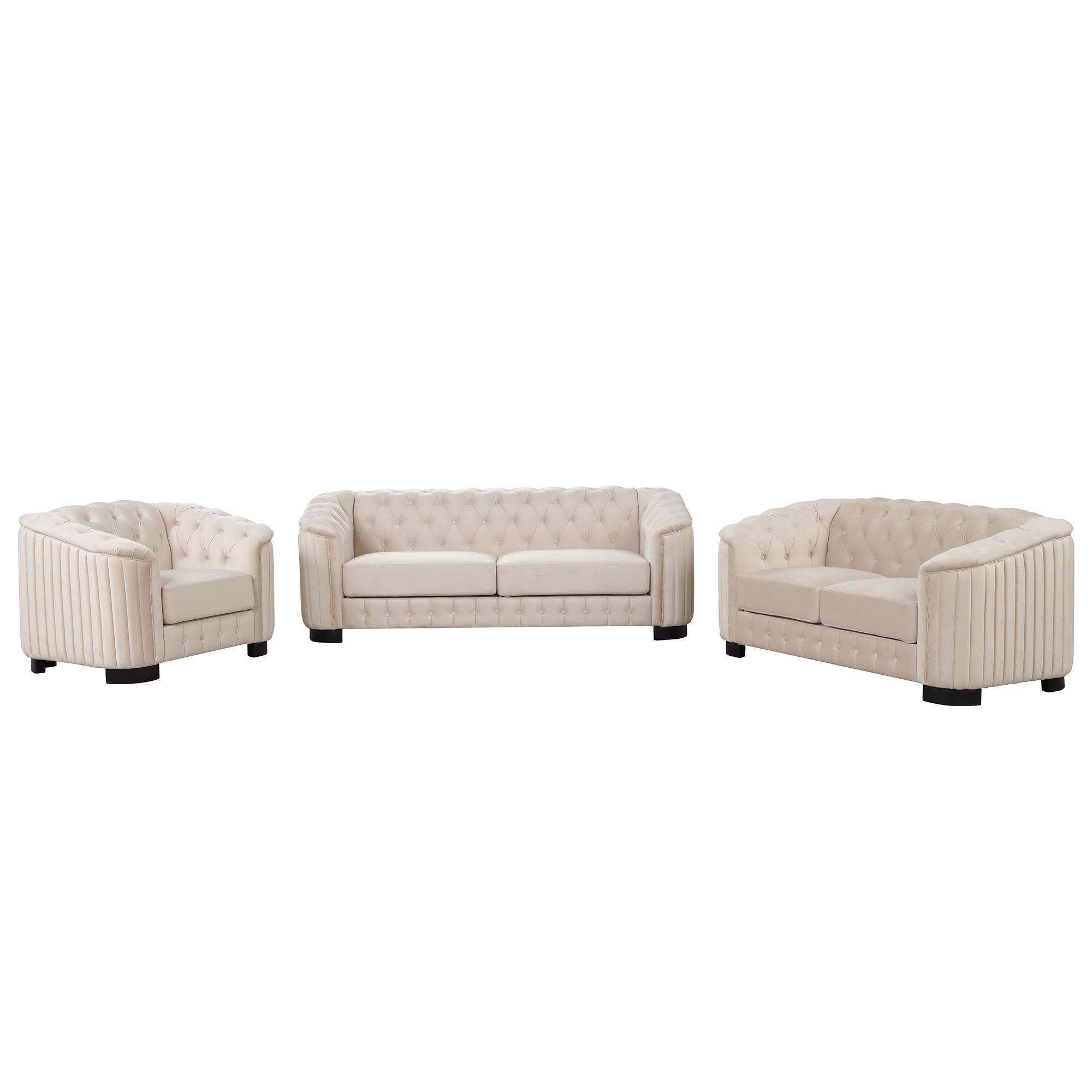 Upholstered 3 Piece Sofa Set With Legs - Best Buy Furniture