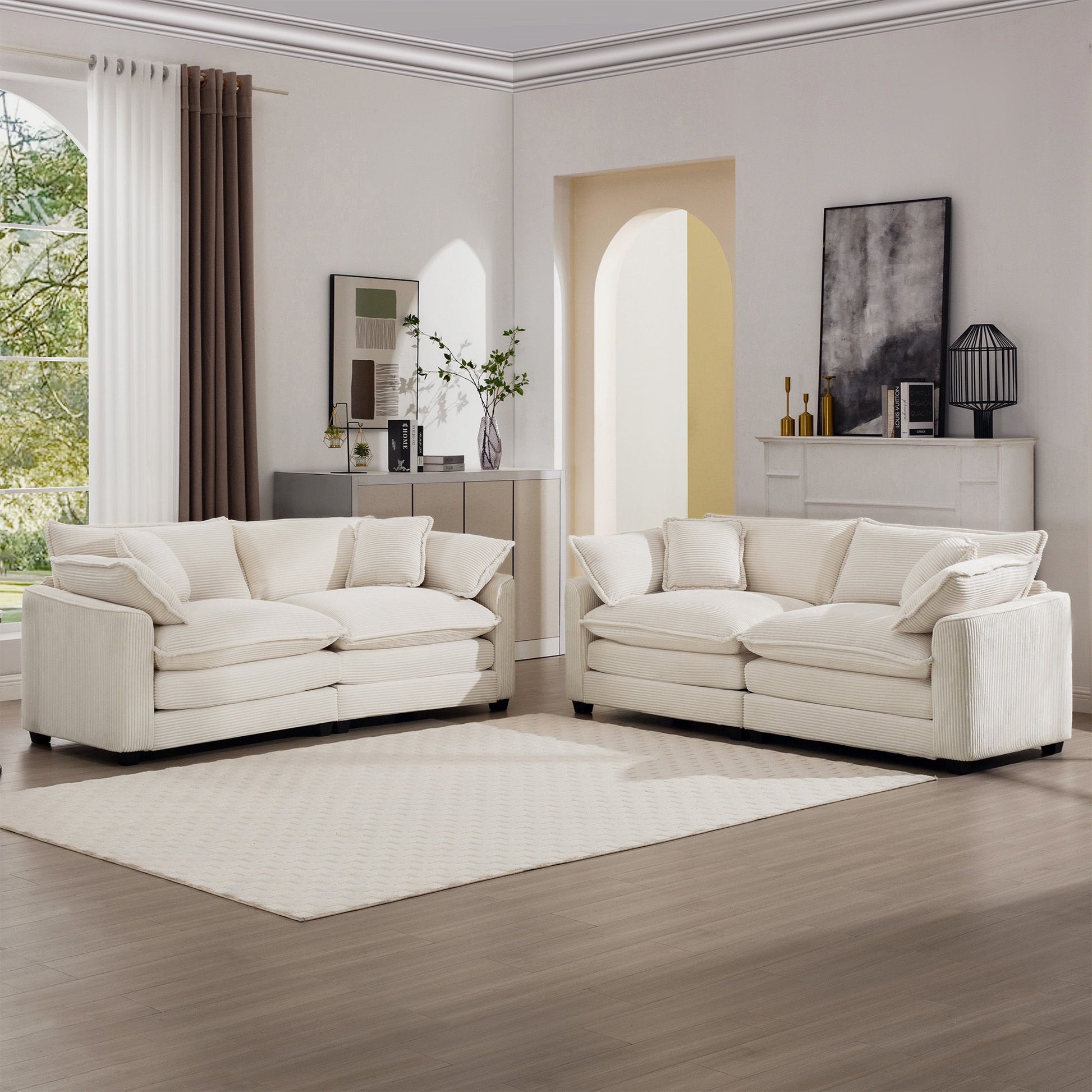 Elegant Corduroy Oversized Sectional Sofa Set With Deep Seats And Flexible Layout - Best Buy Furniture