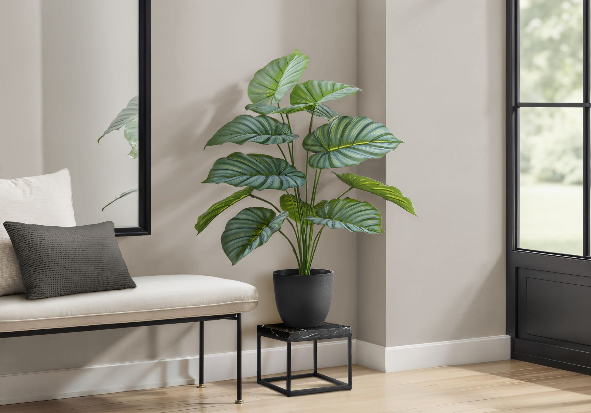24" Tall, Artificial Plant, Calathea, Indoor, Faux, Fake, Table, Greenery, Potted, Real Touch, Decorative - Green / Black - Best Buy Furniture