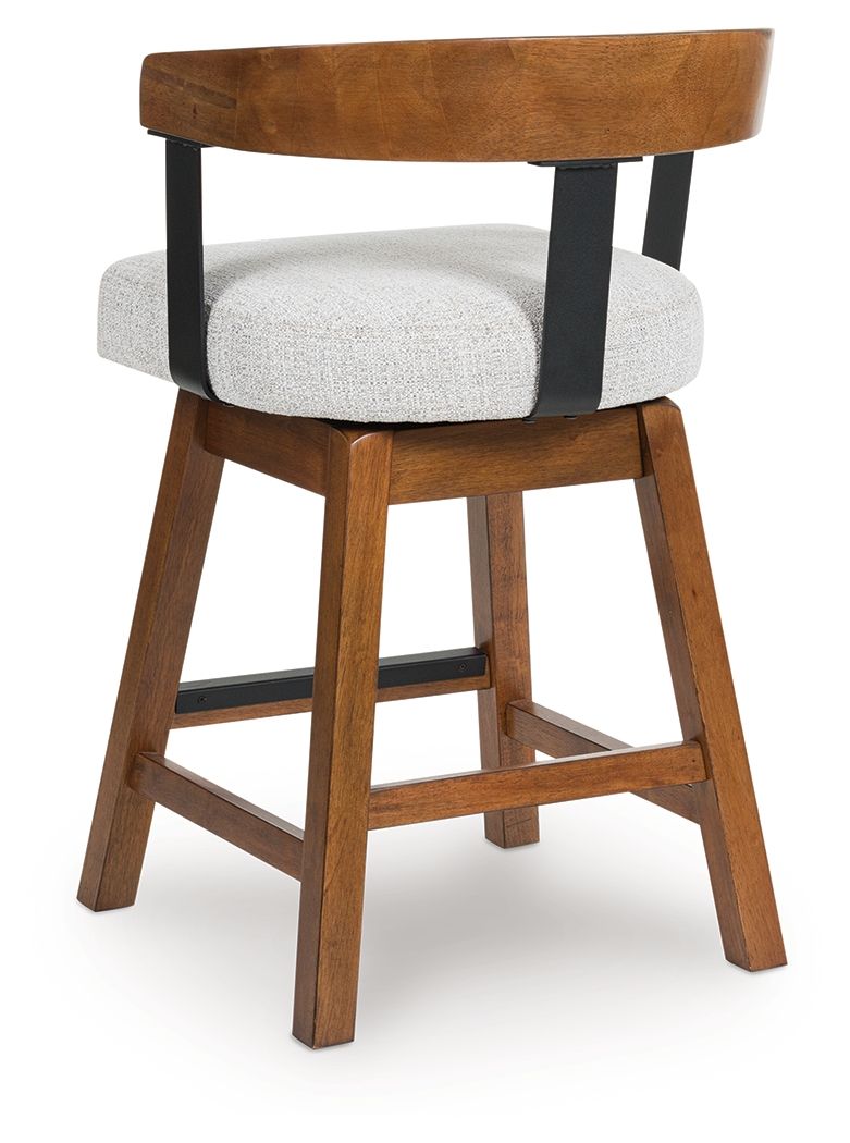 Ralene - Upholstered Swivel Barstool (Set of 2) - Medium Brown - Best Buy Furniture