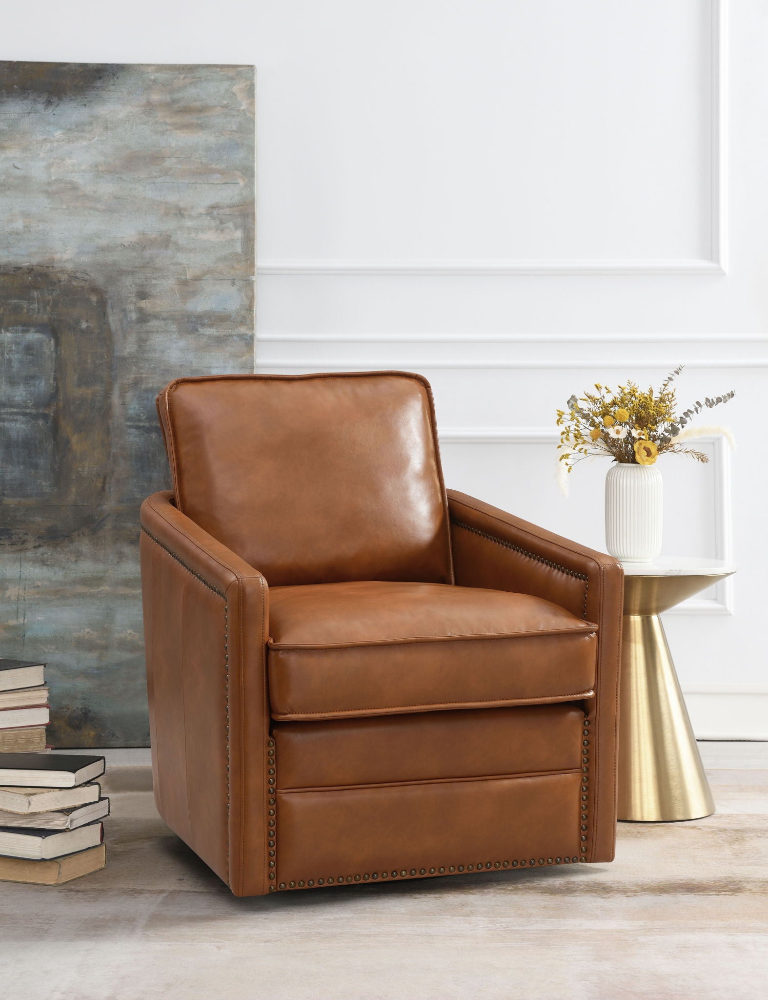 Rocha - Leather Aire Swivel Chair With Glider - Best Buy Furniture