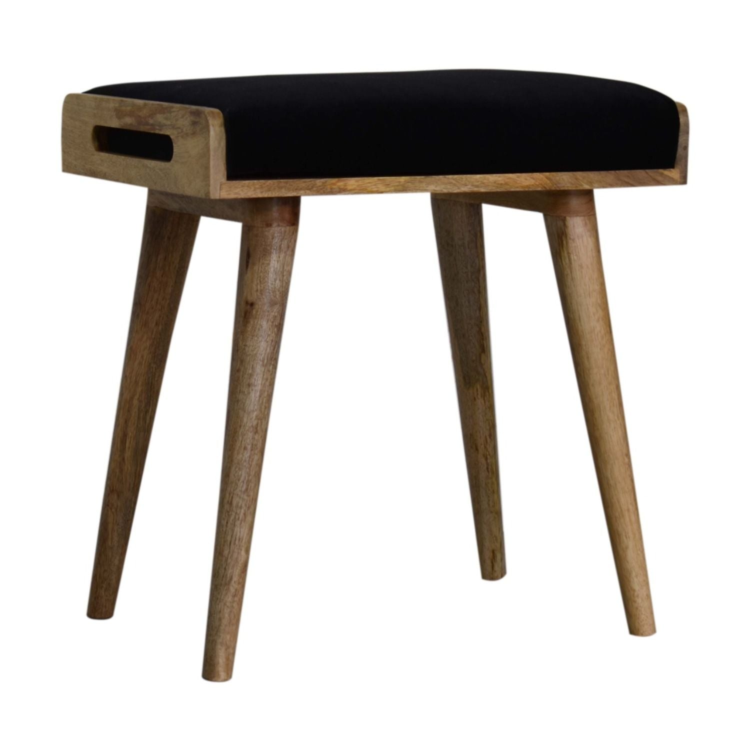 Velvet Tray Style Footstool - Black - Best Buy Furniture