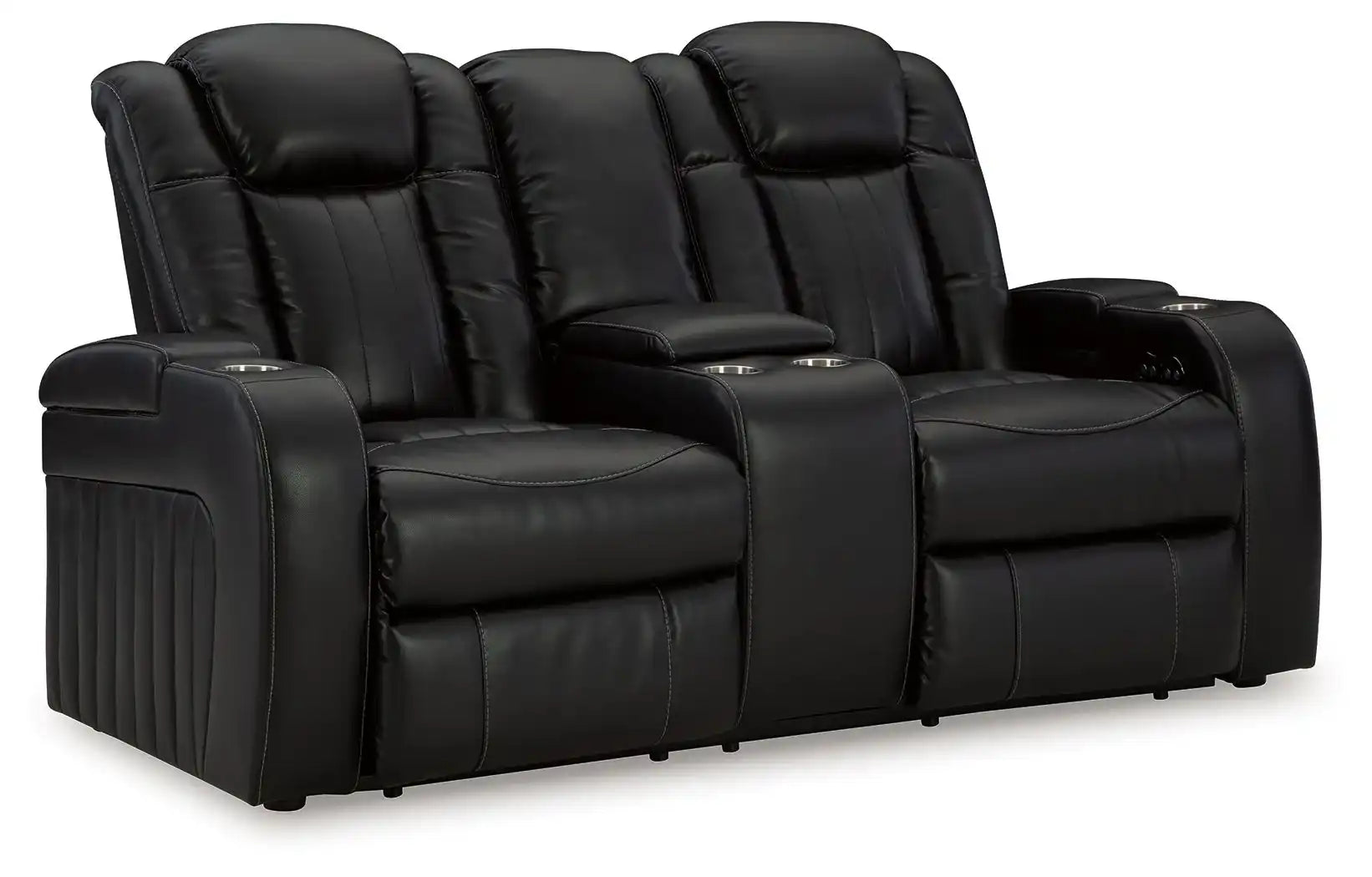 Caveman Den - Power Reclining Loveseat with Console/ Adj Hdrst - Midnight - Best Buy Furniture