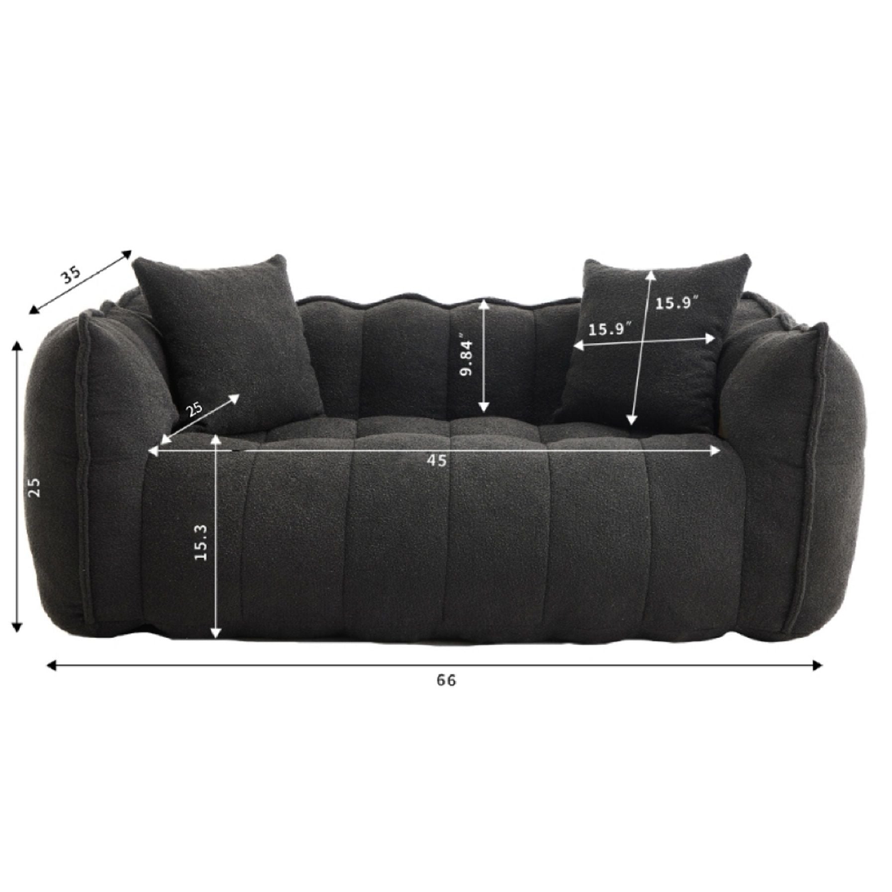 Cozy Beanbag Chair With High Resilience Foam Core For 2 - Best Buy Furniture
