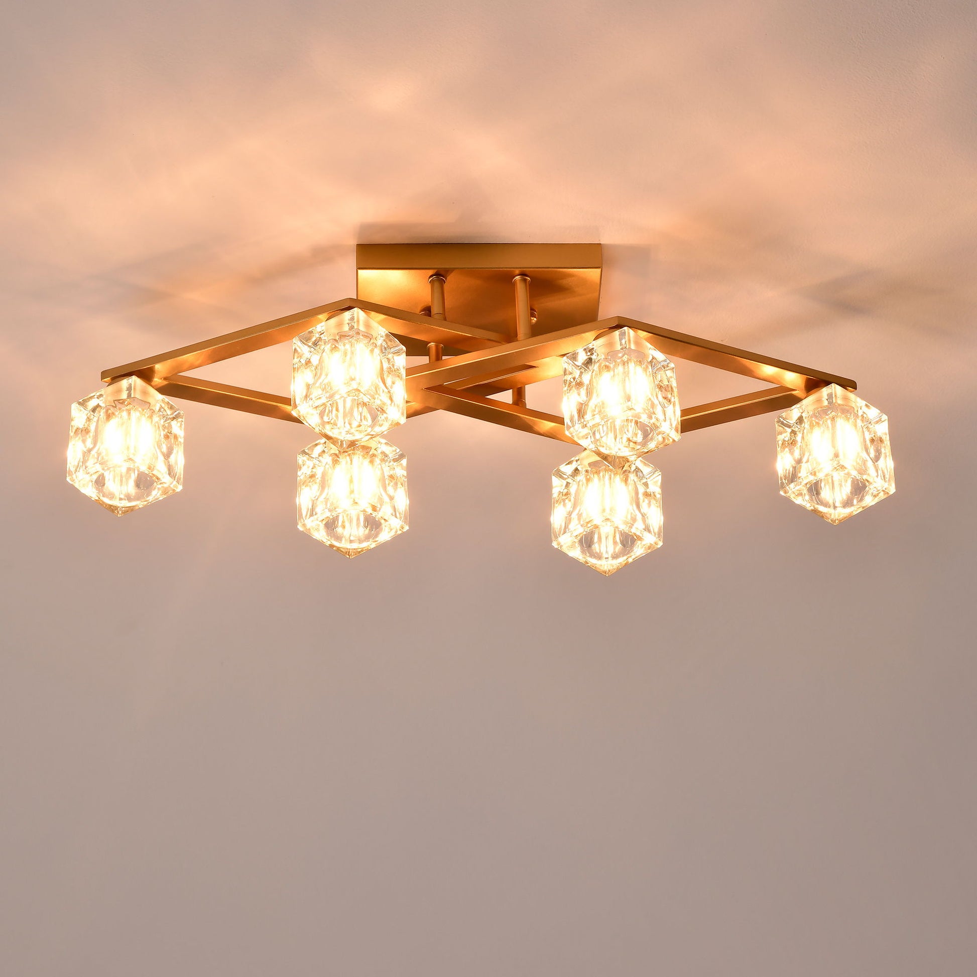 6 Light Crystal Ceiling Light For Dining Room, Modern Ceiling Lamp With Light Fixture For Entryway, Lobby, Kitchen, Bedroom, Living Room, Conference Room, (6*G9 Bulbs Included) - Best Buy Furniture