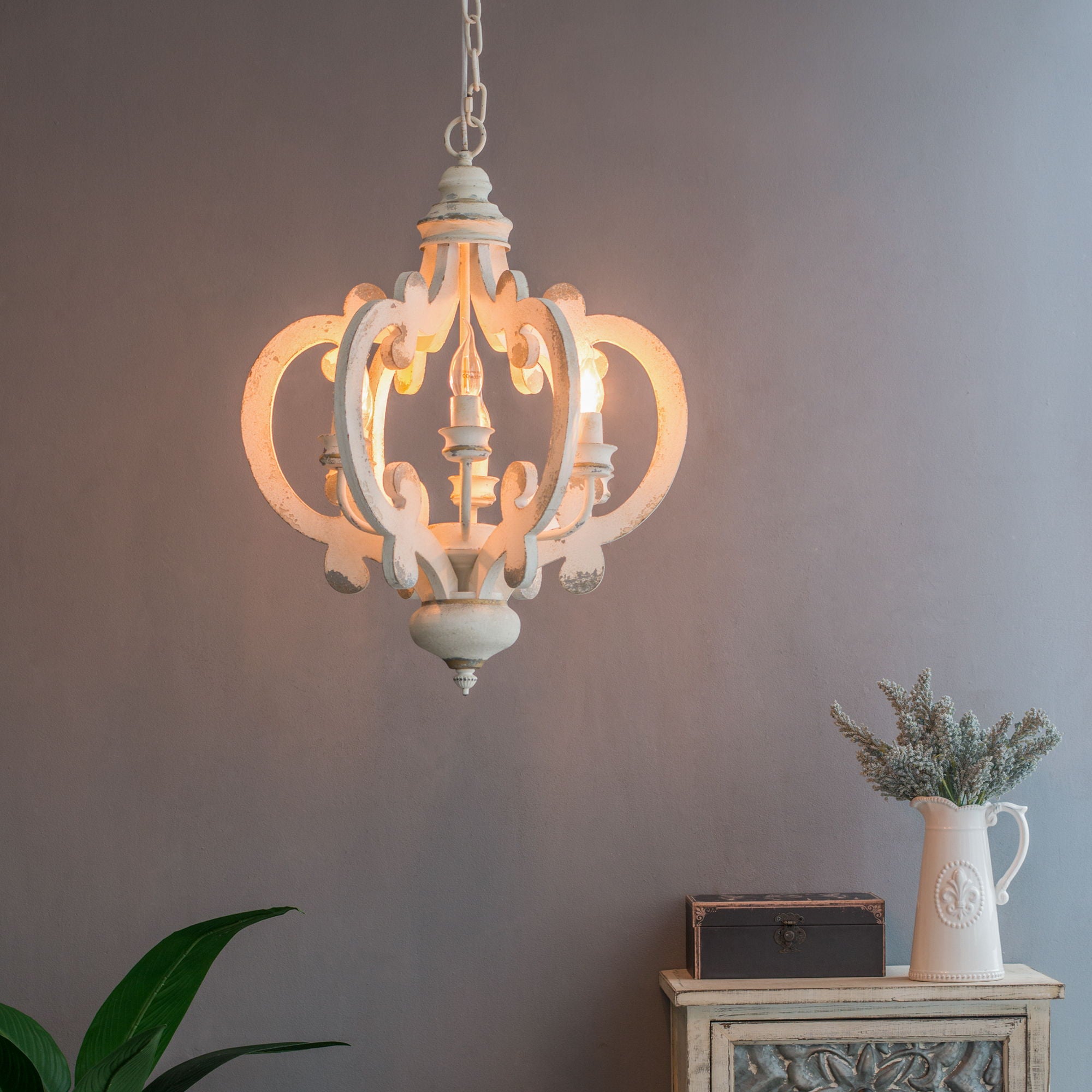 Farmhouse Chandelier, 6 Light Wood Chandelier Pendant Light Fixture With Adjustable Chain For Dining Room Living Room Entryway, Bulb Not Included - Best Buy Furniture