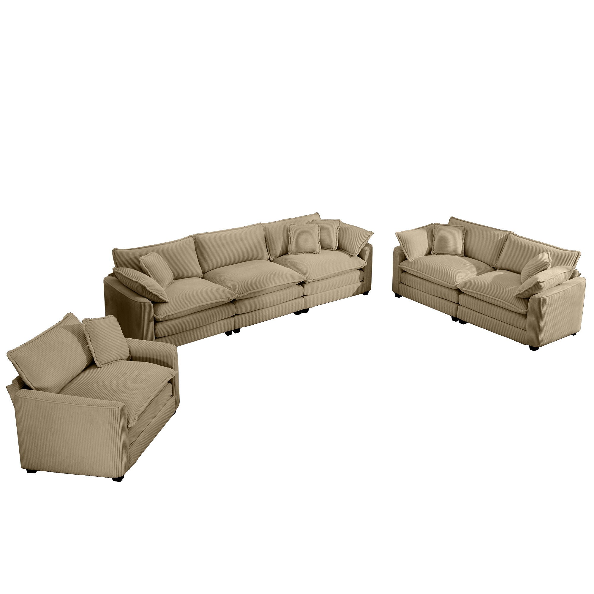 Elegant Corduroy Oversized Sectional Sofa Set With Deep Seats And Flexible Layout - Best Buy Furniture