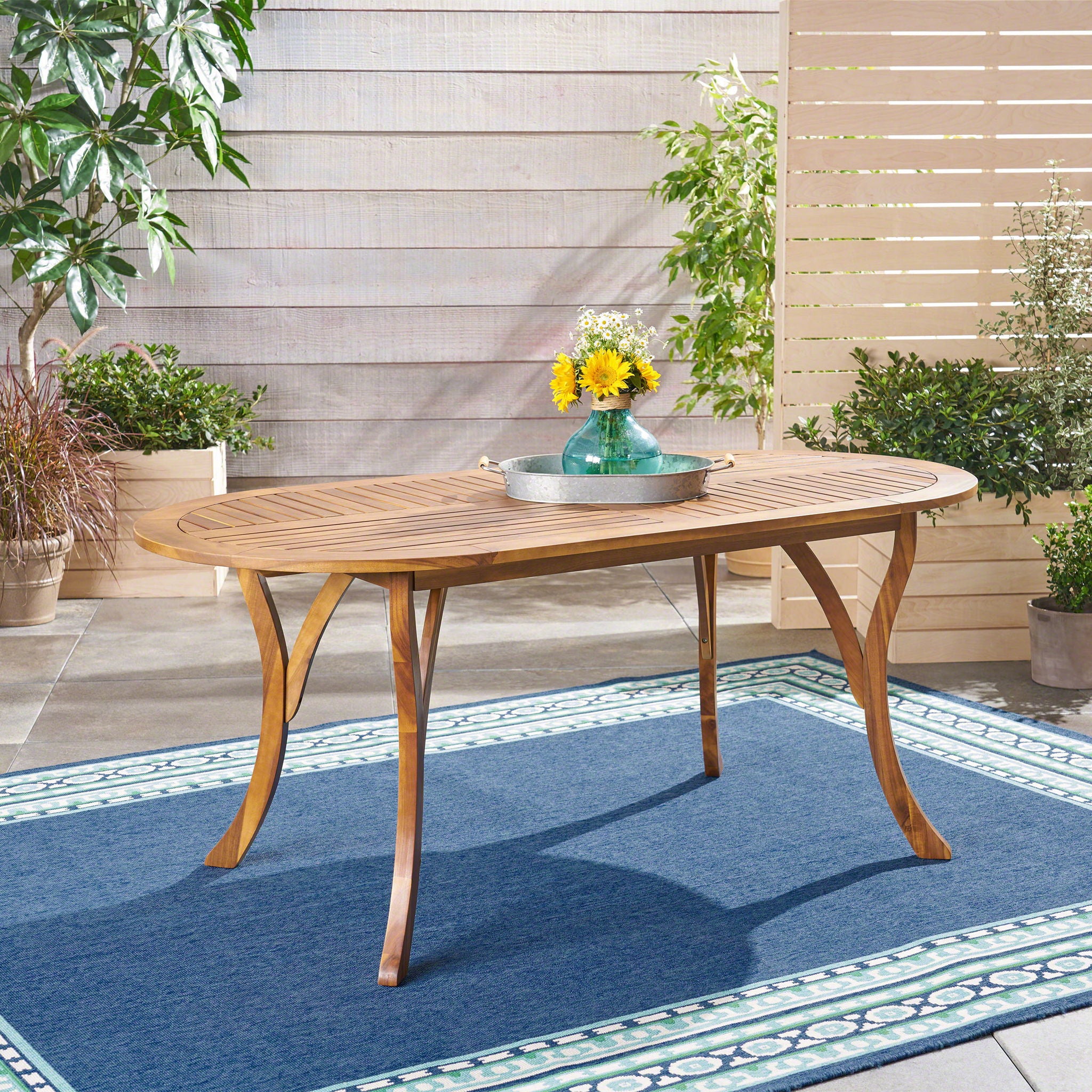 Outdoor Table With Smooth Lines, Slat Top - Best Buy Furniture