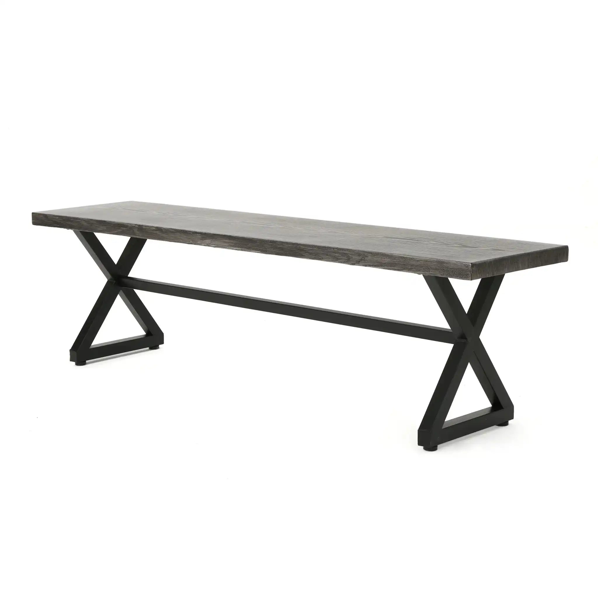 Modern Aluminum Outdoor Dining Bench With X Base - Best Buy Furniture