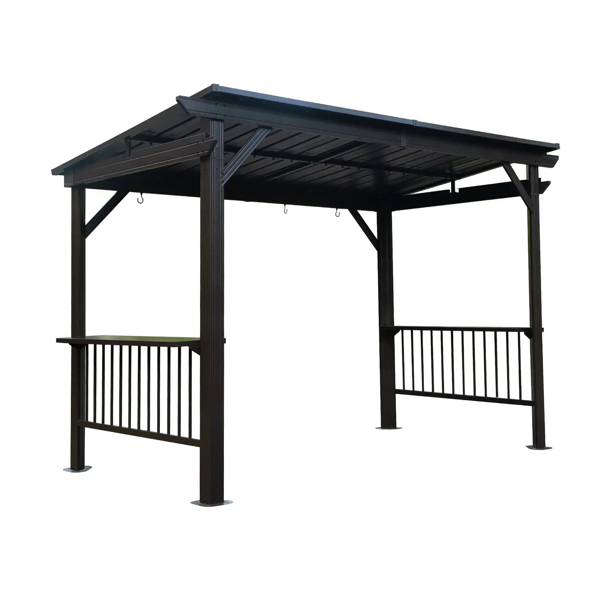6.5x12FT Gray Hardtop Grill Gazebo with Shelves for Outdoor BBQ - Best Buy Furniture