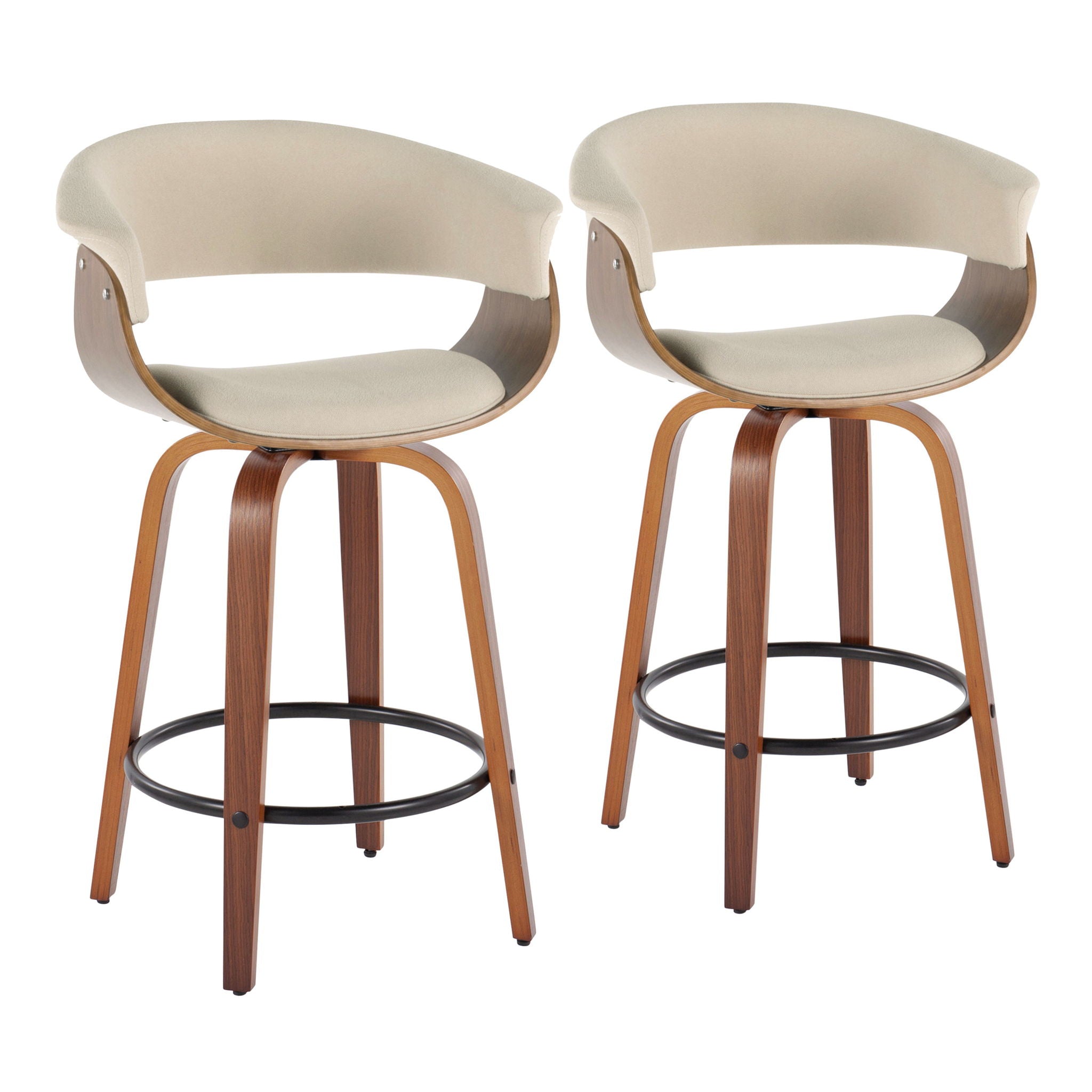 Vintage Mod - Mid Century Modern Fixed Height Counter Stool & Swivel With Round Footrest (Set of 2) - Best Buy Furniture