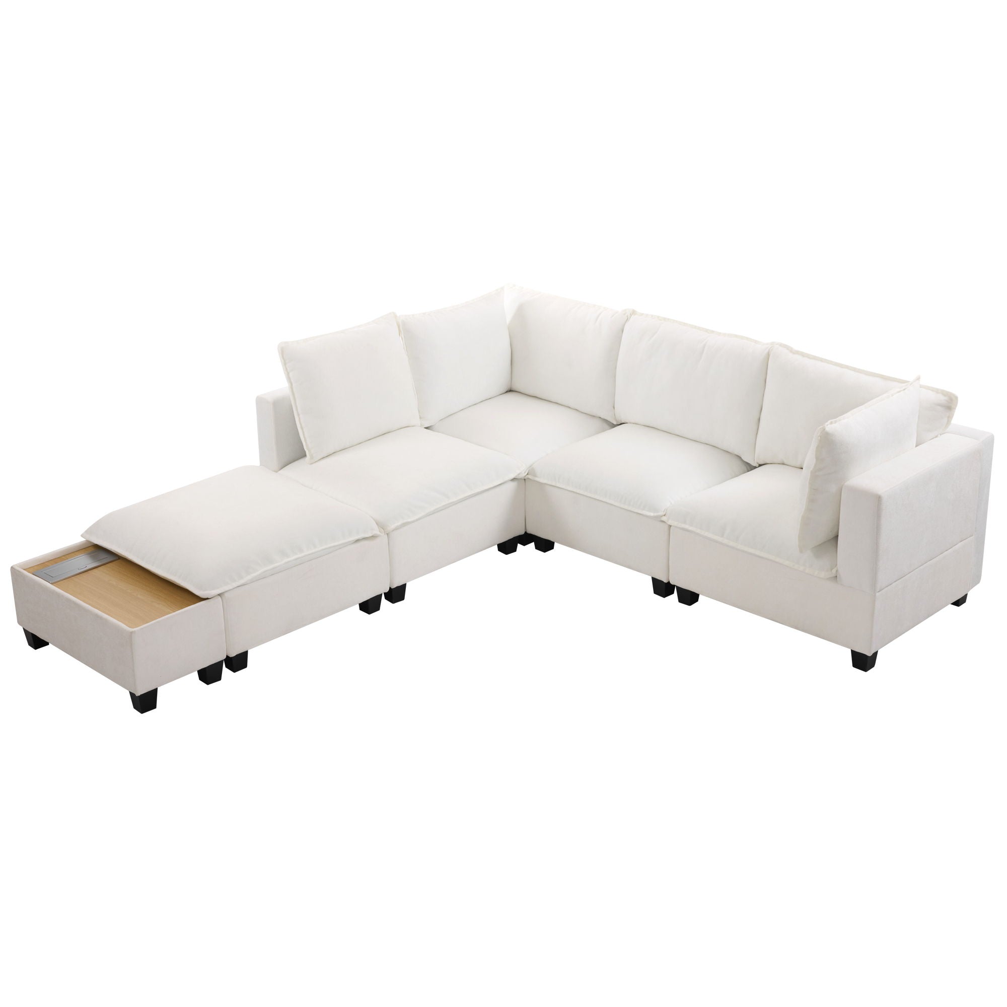 U-Shaped Sectional Modular Sofa With A Movable Ottoman, A Coffee Table With Hidden Charging Devices For Living Room - Best Buy Furniture