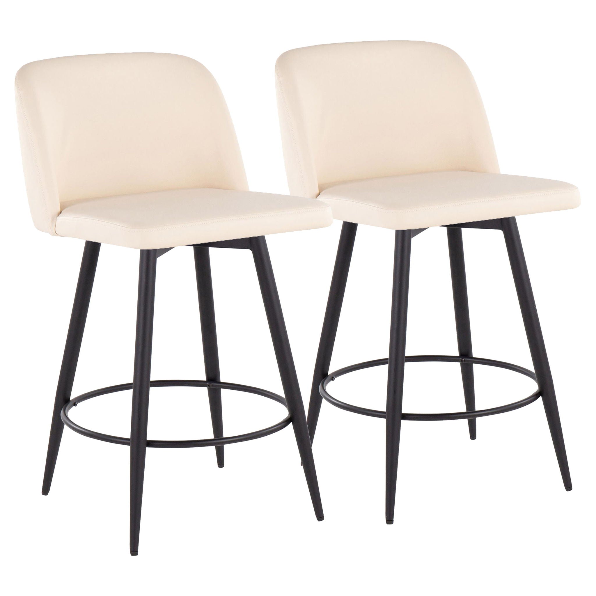 Toriano - Contemporary Fixed-Height, Counter Stool With Swivel With Round Footrest (Set of 2) - Best Buy Furniture
