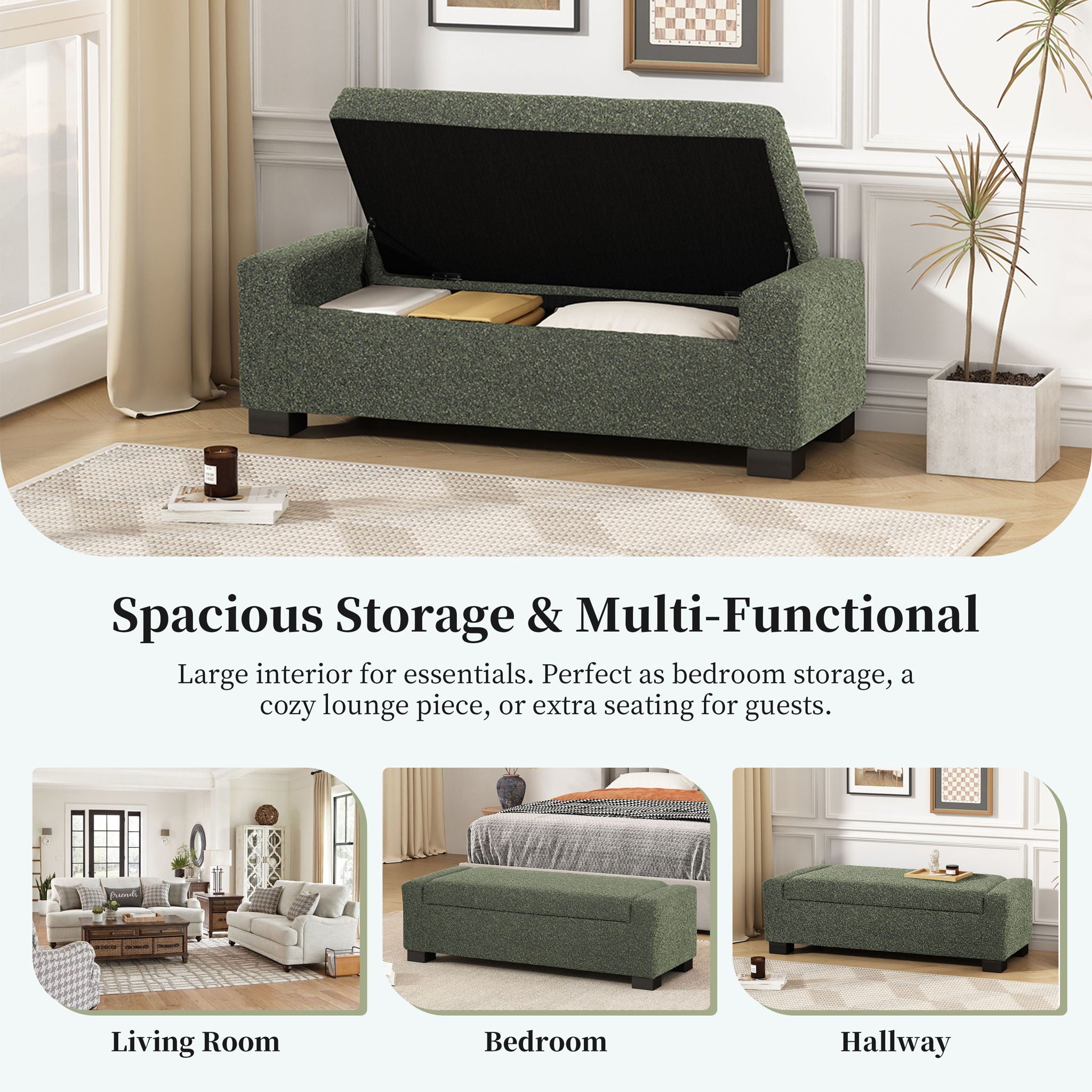 Textured Fabric Ottoman Bench With Hinged Lid - Best Buy Furniture