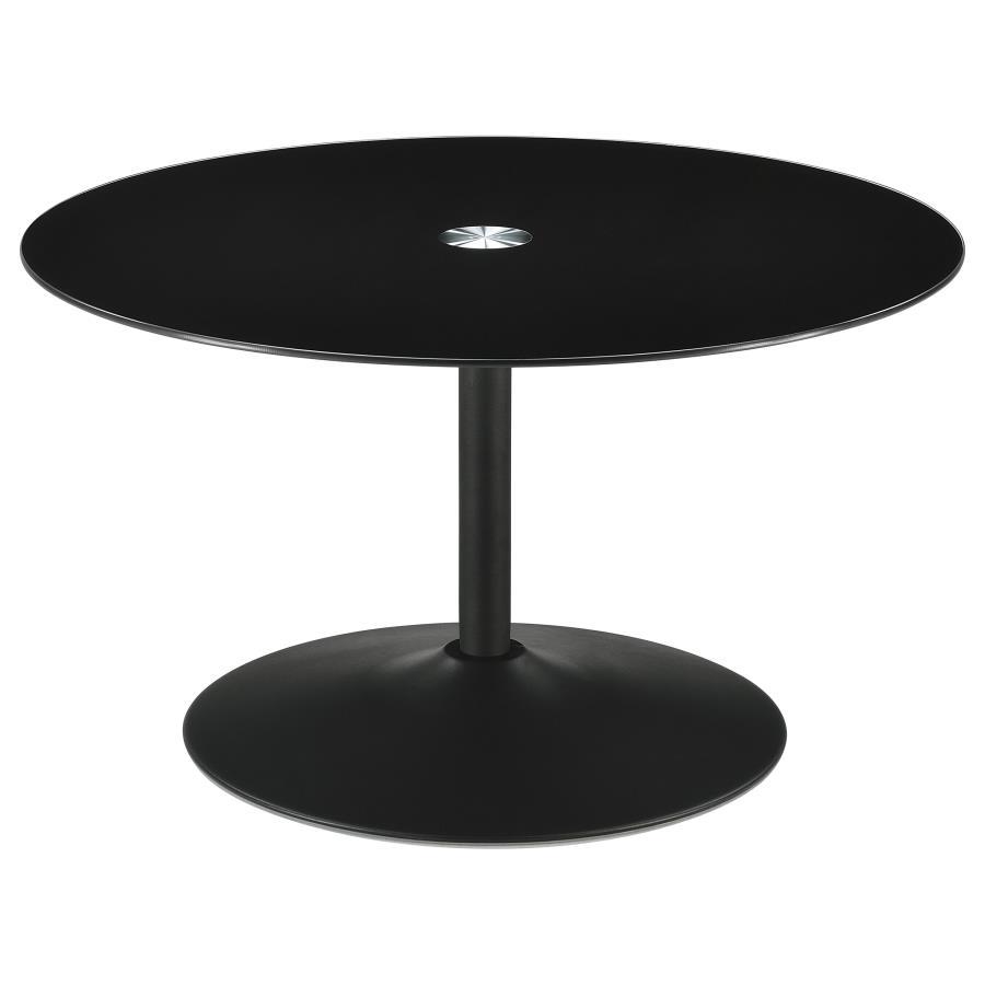 Ganso - Round Metal Coffee Table With Tempered Glass Top - Best Buy Furniture