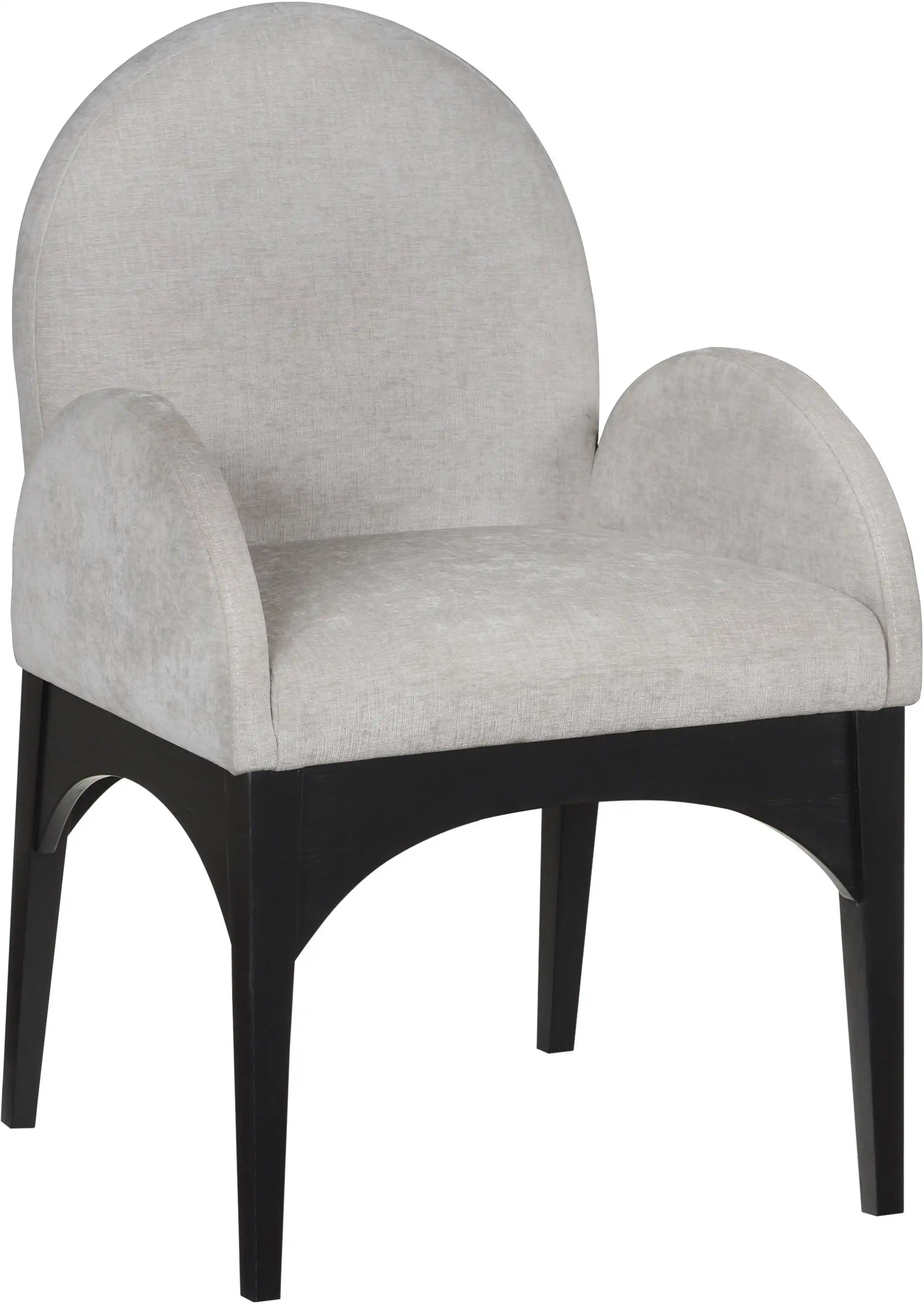 Waldorf - Chenille Dining Arm Chair With Black Legs - Best Buy Furniture