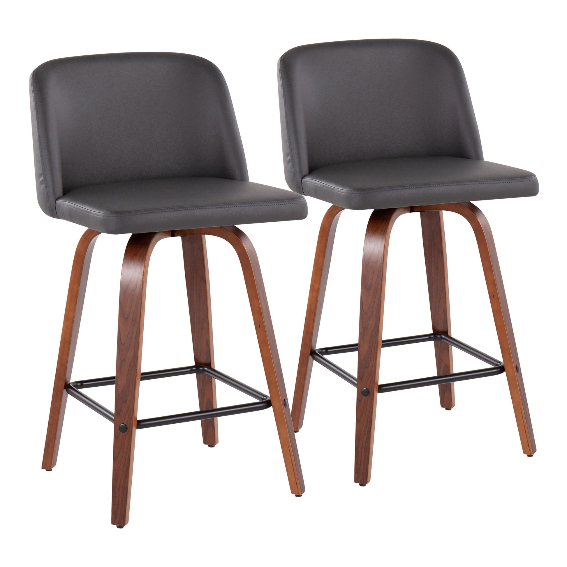 Toriano - Mid Century Modern Fixed Height Counter Stool & Square Footrest (Set of 2) - Best Buy Furniture