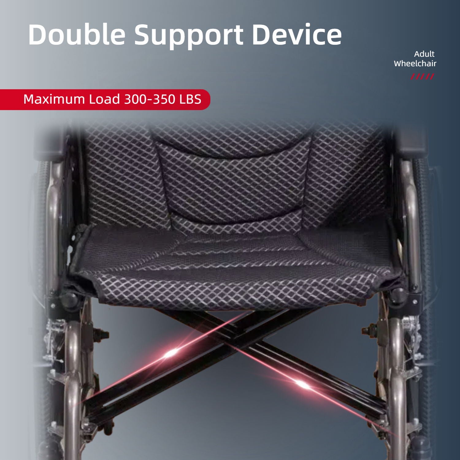 Heavy-Duty Manual Wheelchair For Adults With Double X Force Support