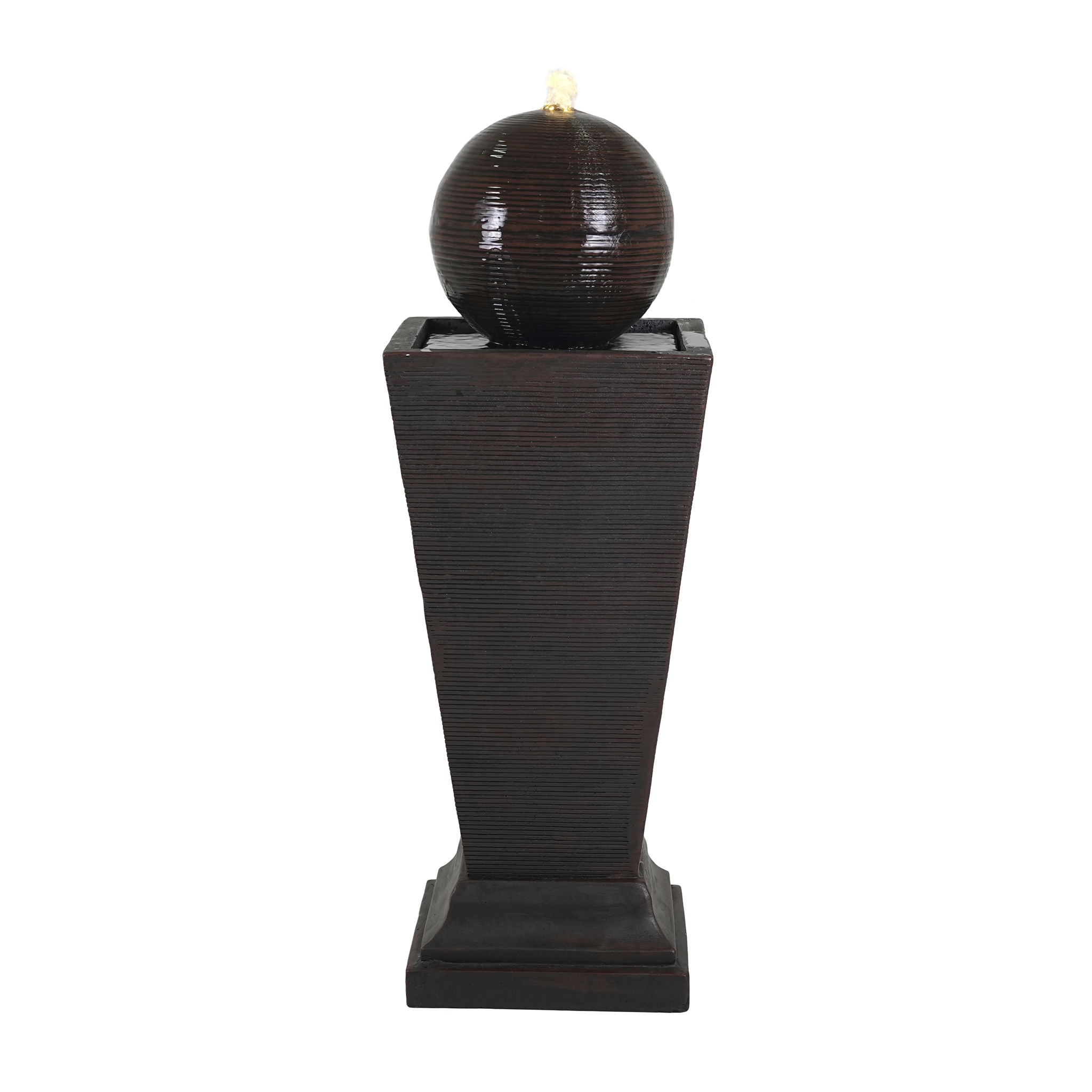 35.5" Tall Column Fountain With LED Lights, Retro Outdoor Decor, Weather Resistant Feature - Dark Brown - Best Buy Furniture