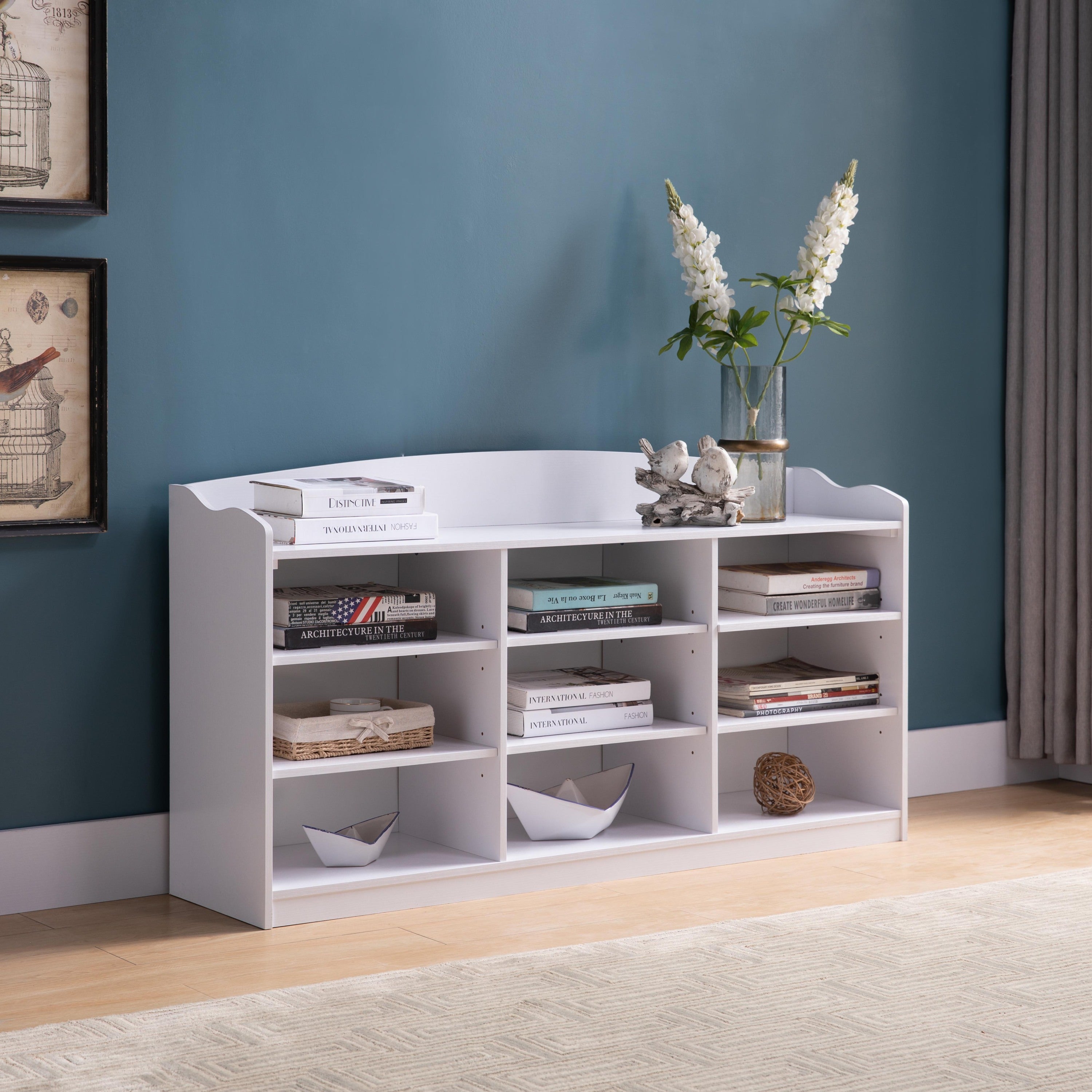 White Shoe Storage Bench, Nine Storage Shelves, Entryway Organizer - Best Buy Furniture