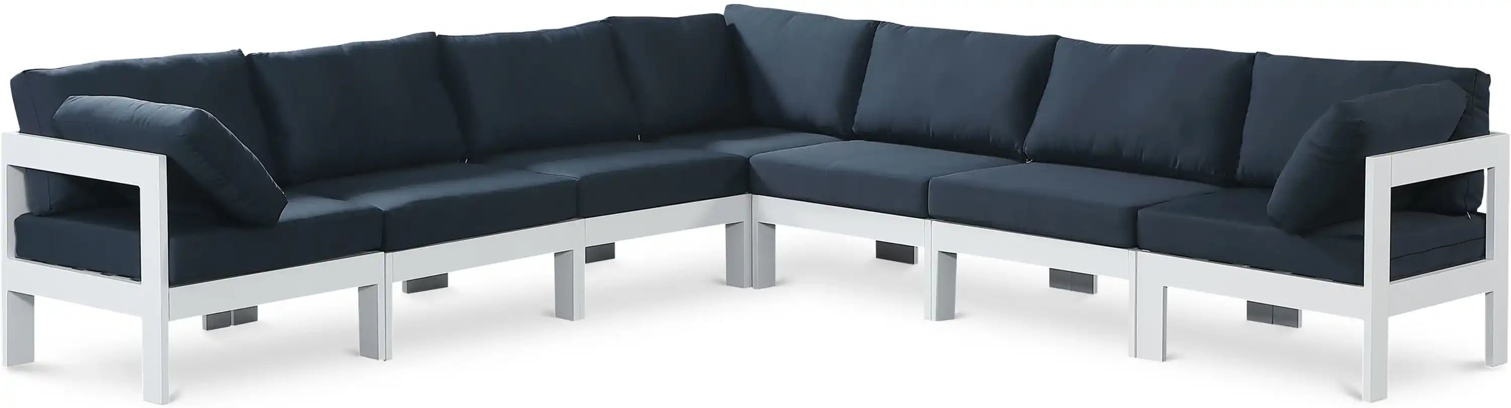 Nizuc - Outdoor Patio 7 Piece Modular Sectional With White Frame - Best Buy Furniture