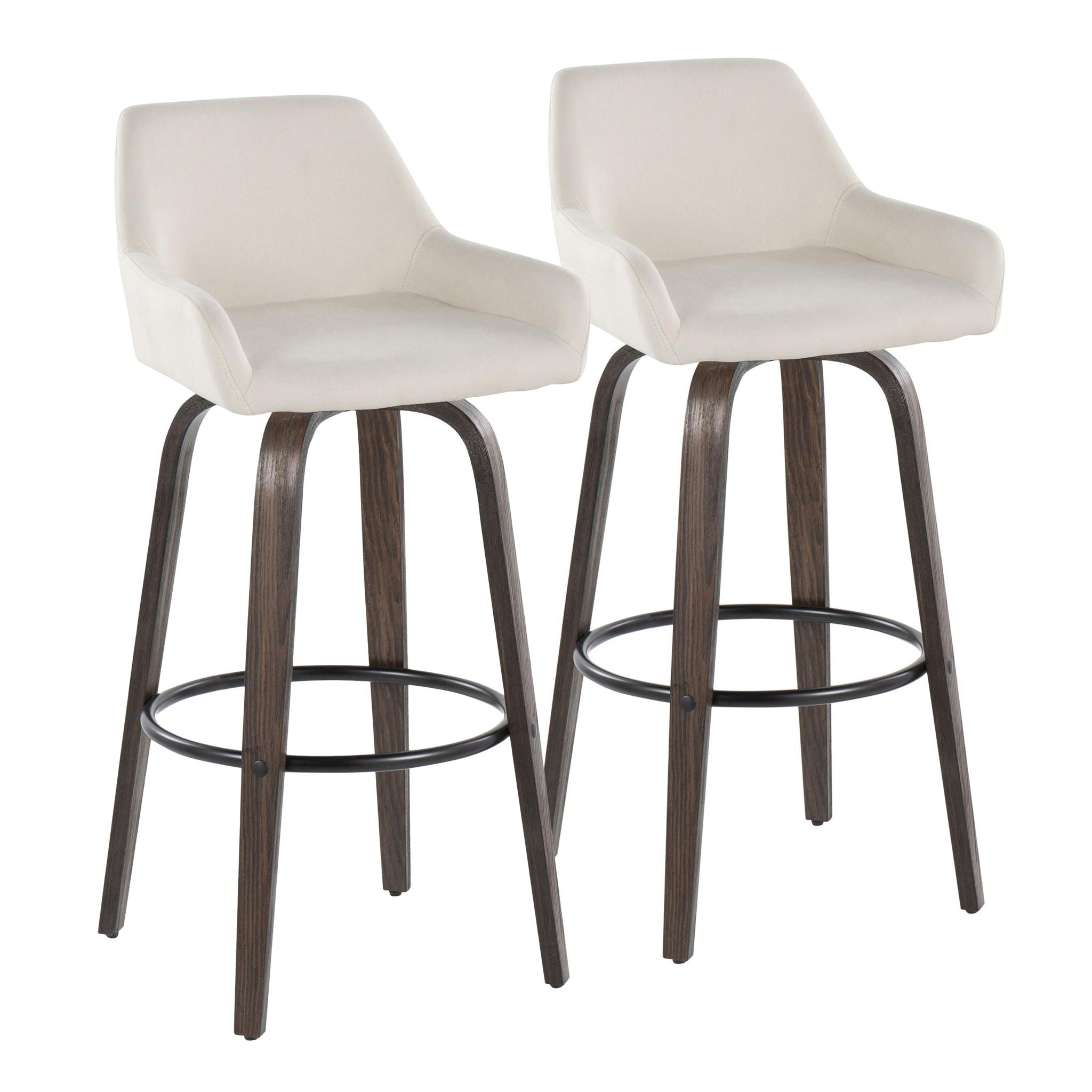 Daniella - Contemporary Fixed Height, Barstool With Swivel With Round Footrest (Set of 2) - Best Buy Furniture