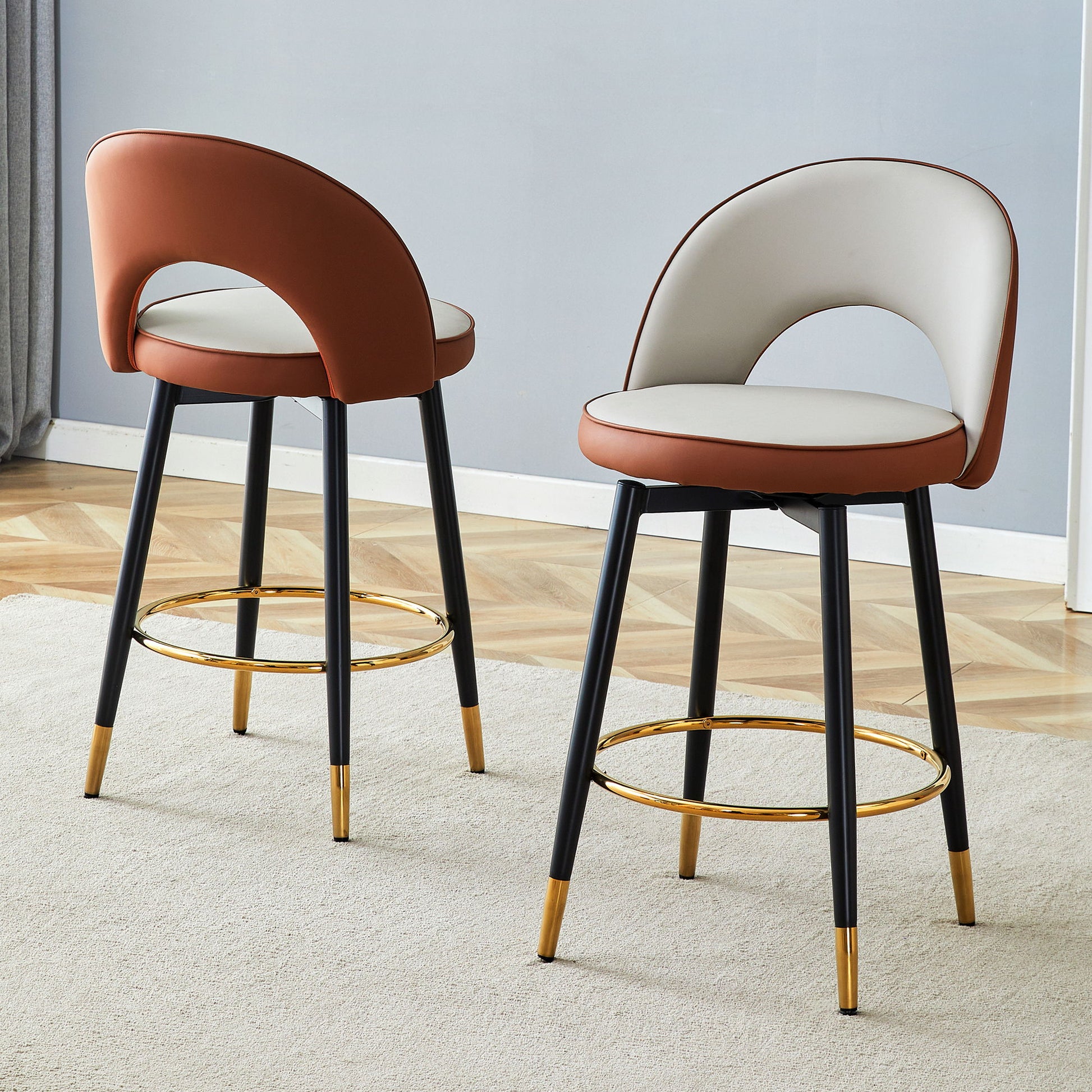 Upholstered Rotatable Bar Chair With Metal Legs For Dining Room - Best Buy Furniture