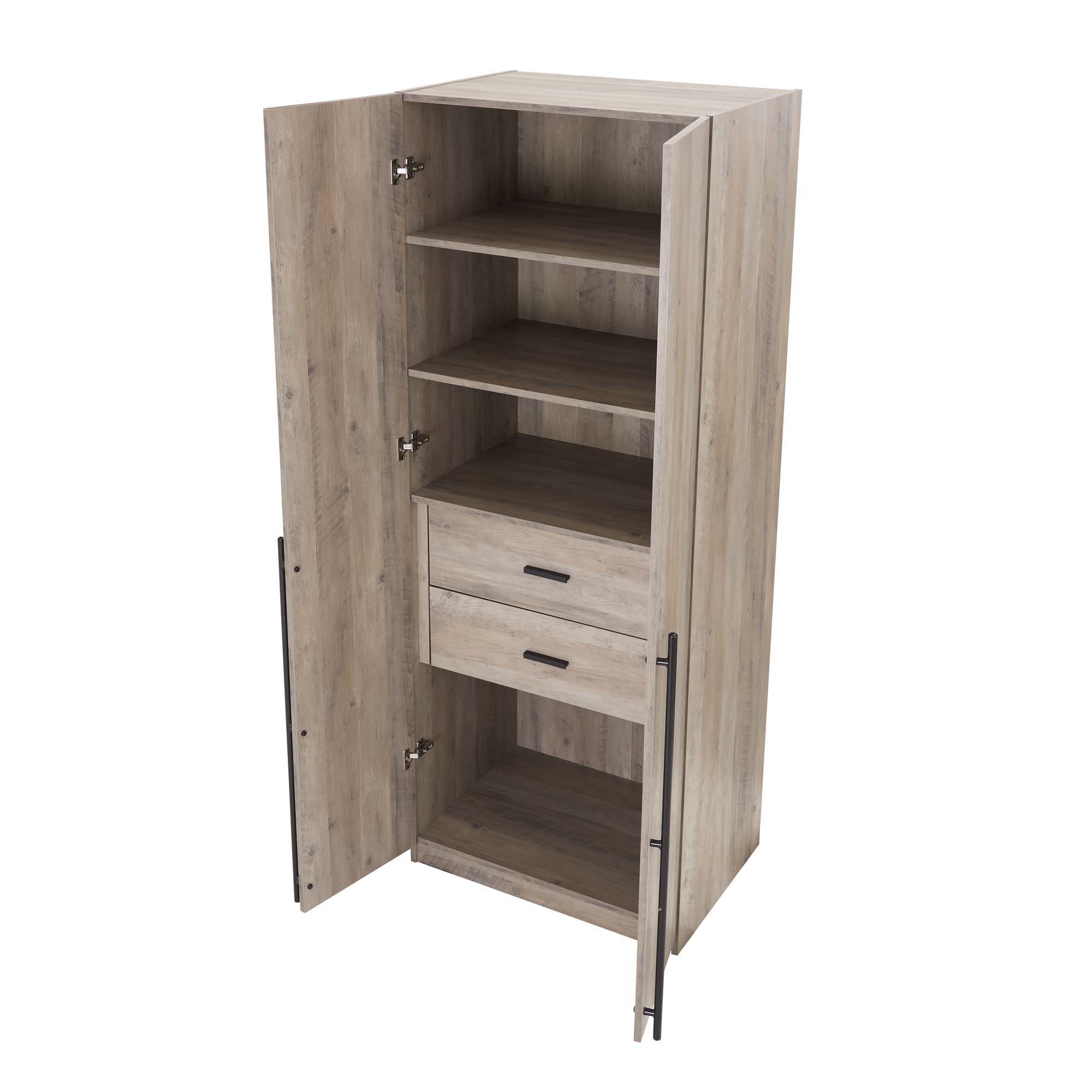 Lee - Free Standing Wardrobe Closet With Drawers And Shelves