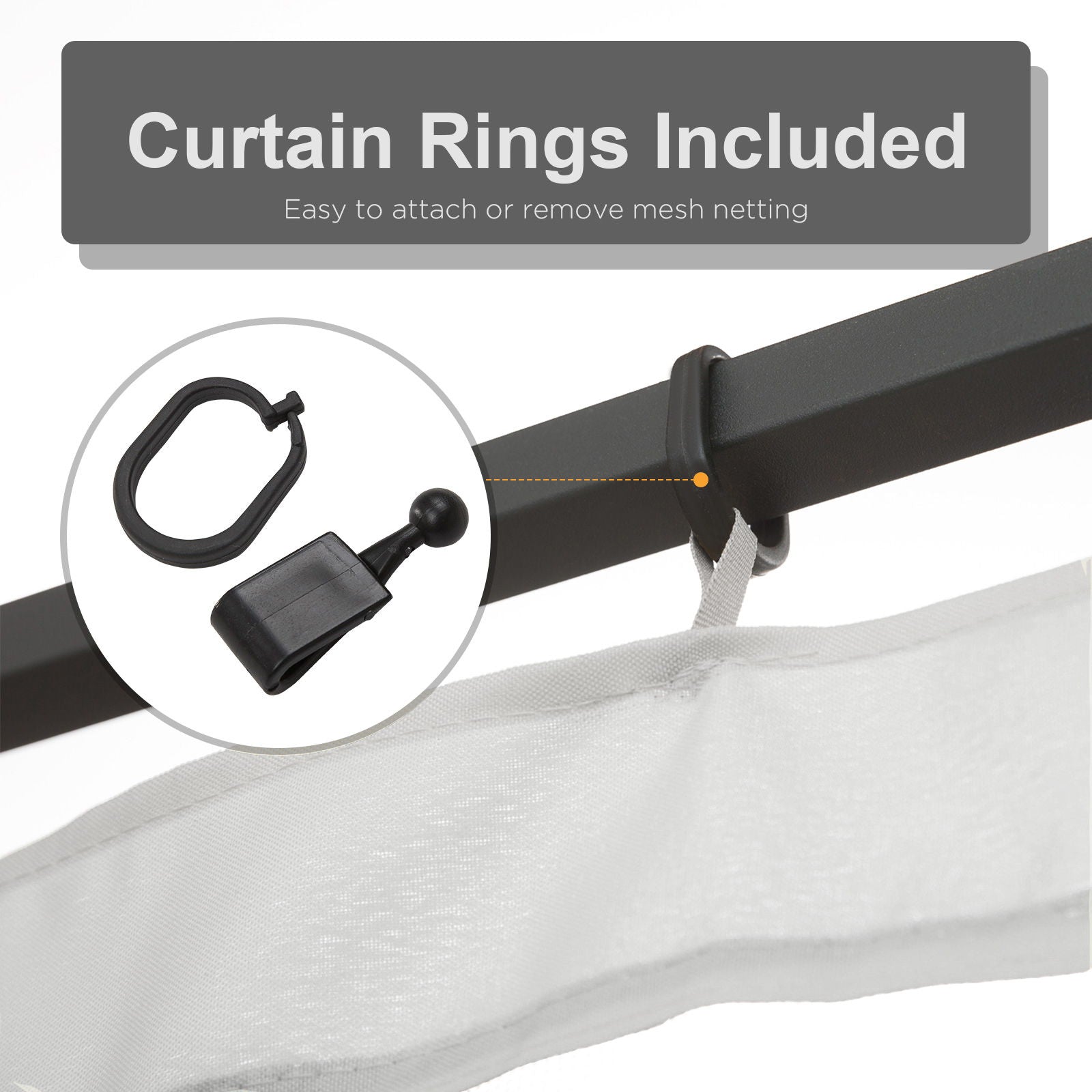 Outsunny - 10' x 13' Replacement Mesh Sidewall Netting For Patio Gazebos And Canopy Tents With Zippers (Sidewall Only) - White - Best Buy Furniture